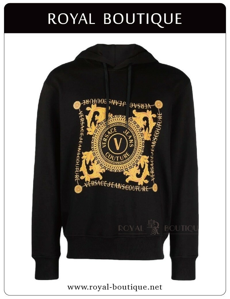 VERSACE  胸前曲面巴洛克圖騰帽T