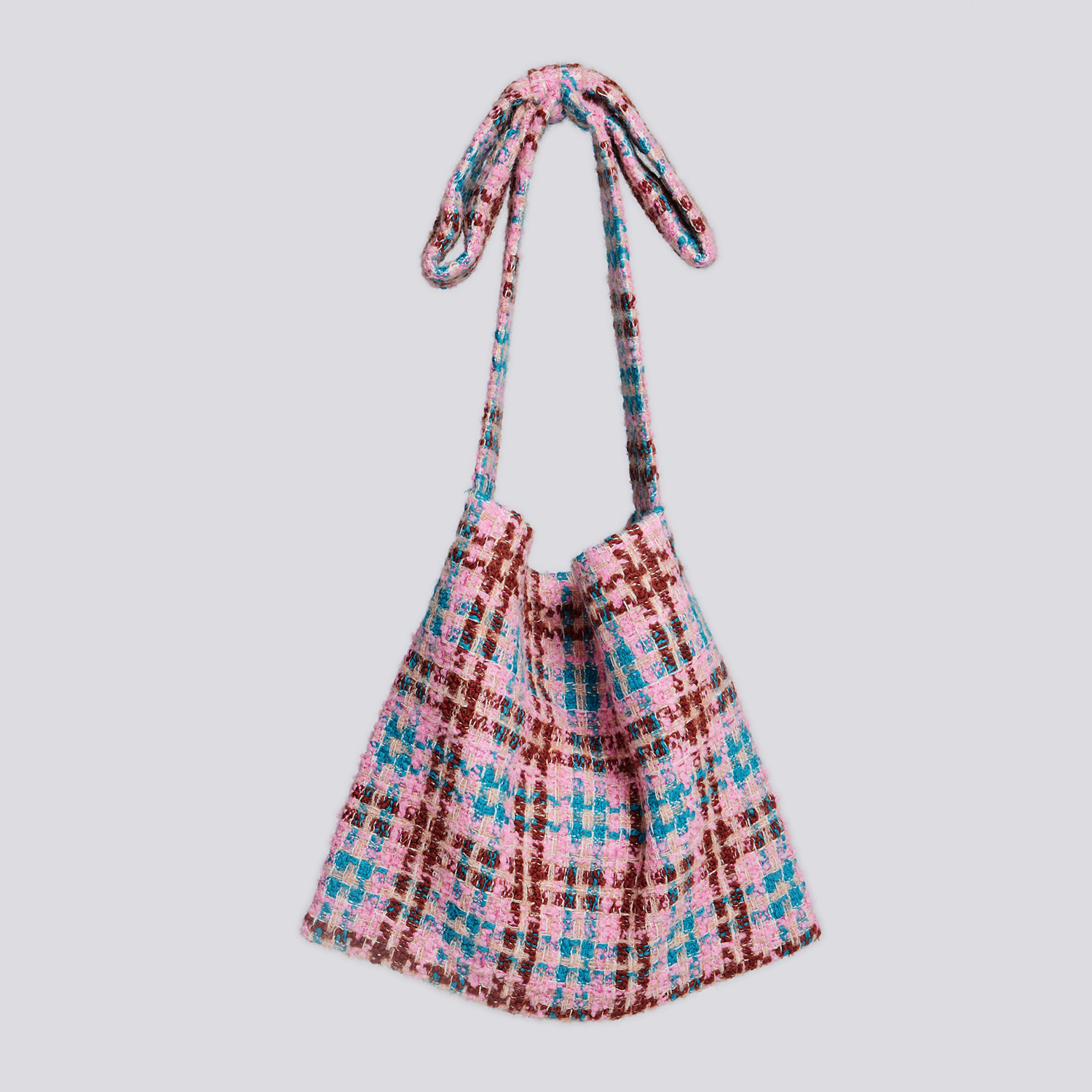 Drape Bow Bag - Pink Plaid