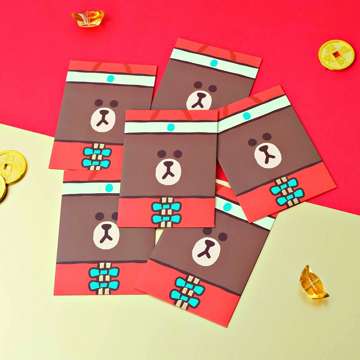 LINE FRIENDS | 燙金利是封套裝 6P |BROWN