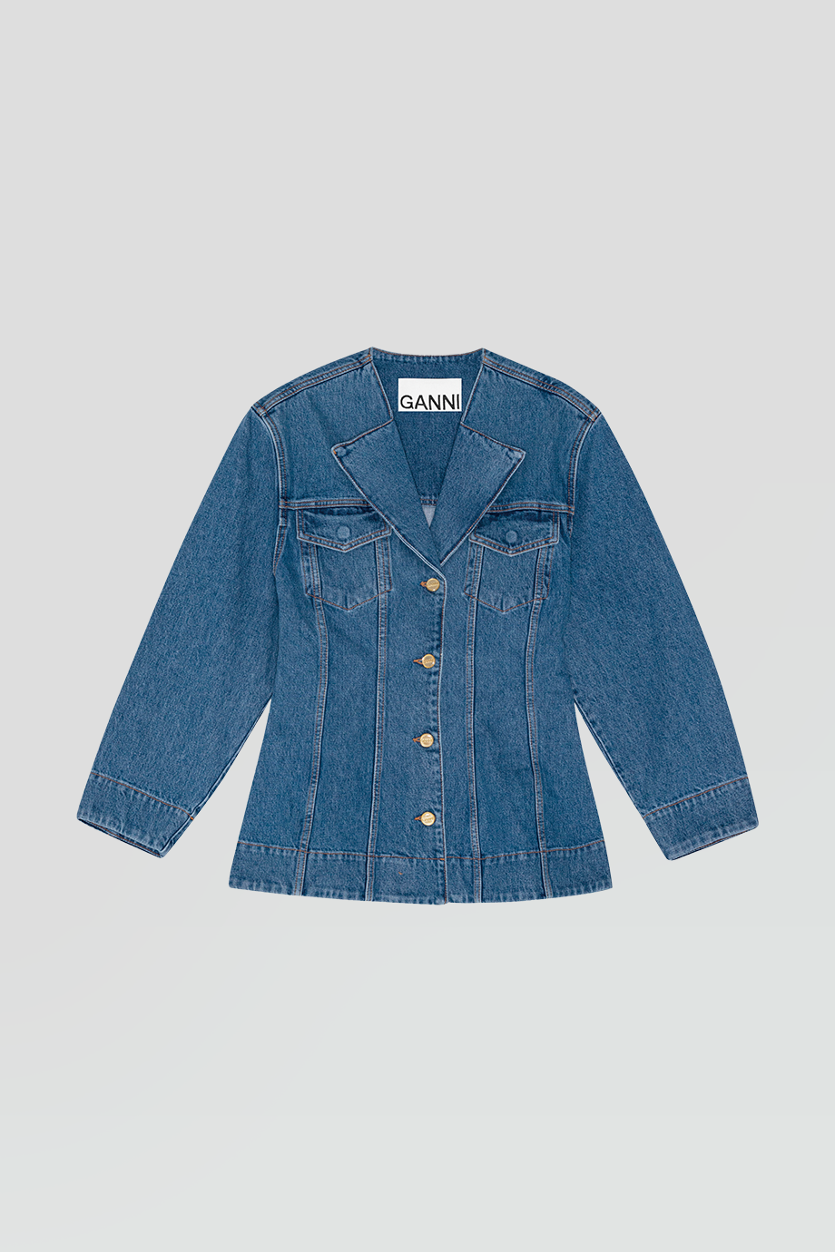GANNI｜CUTLINE 造型領收腰牛仔外套