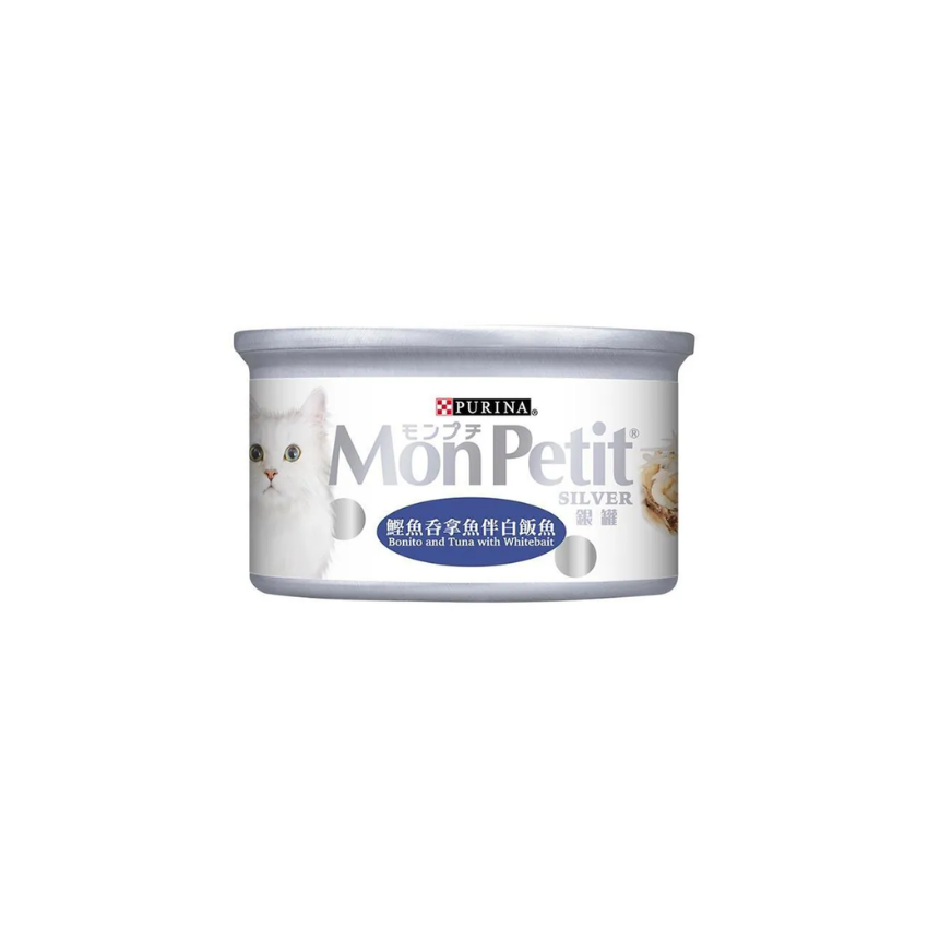 Purina Mon Petit -銀罐系列 - 鰹魚吞拿魚白飯魚貓罐罐 80G (24罐)