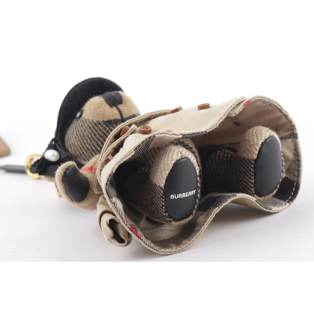 【BURBERRY】Thomas 泰迪熊風衣禮服造型吊飾/Key圈(米色) 8063989