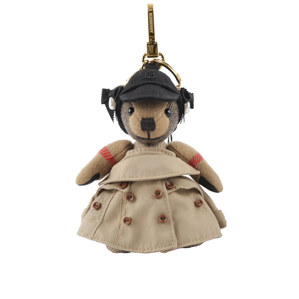 【BURBERRY】Thomas 泰迪熊風衣禮服造型吊飾/Key圈(米色) 8063989