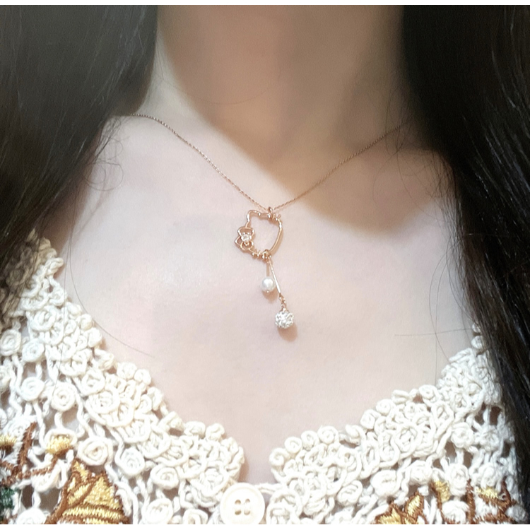 23037-KT Sanrio Hello Kitty x Lucy 頸鍊 #SE23 玫瑰金