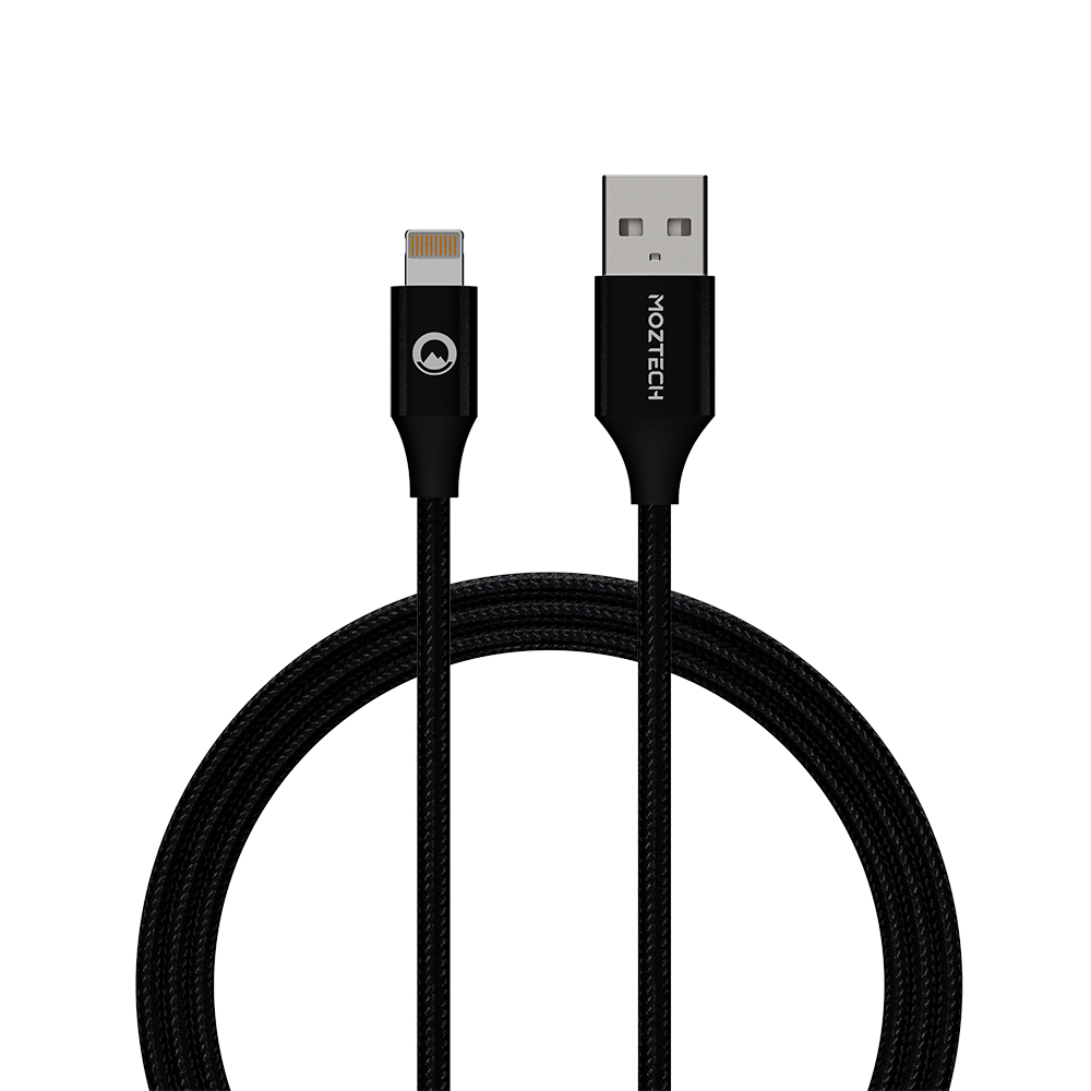 MOZTECH | 編織傳輸充電線USB-C/A to C/Lightning 1.2M 黑/粉/黃【MOZTECH 品牌旗艦館】