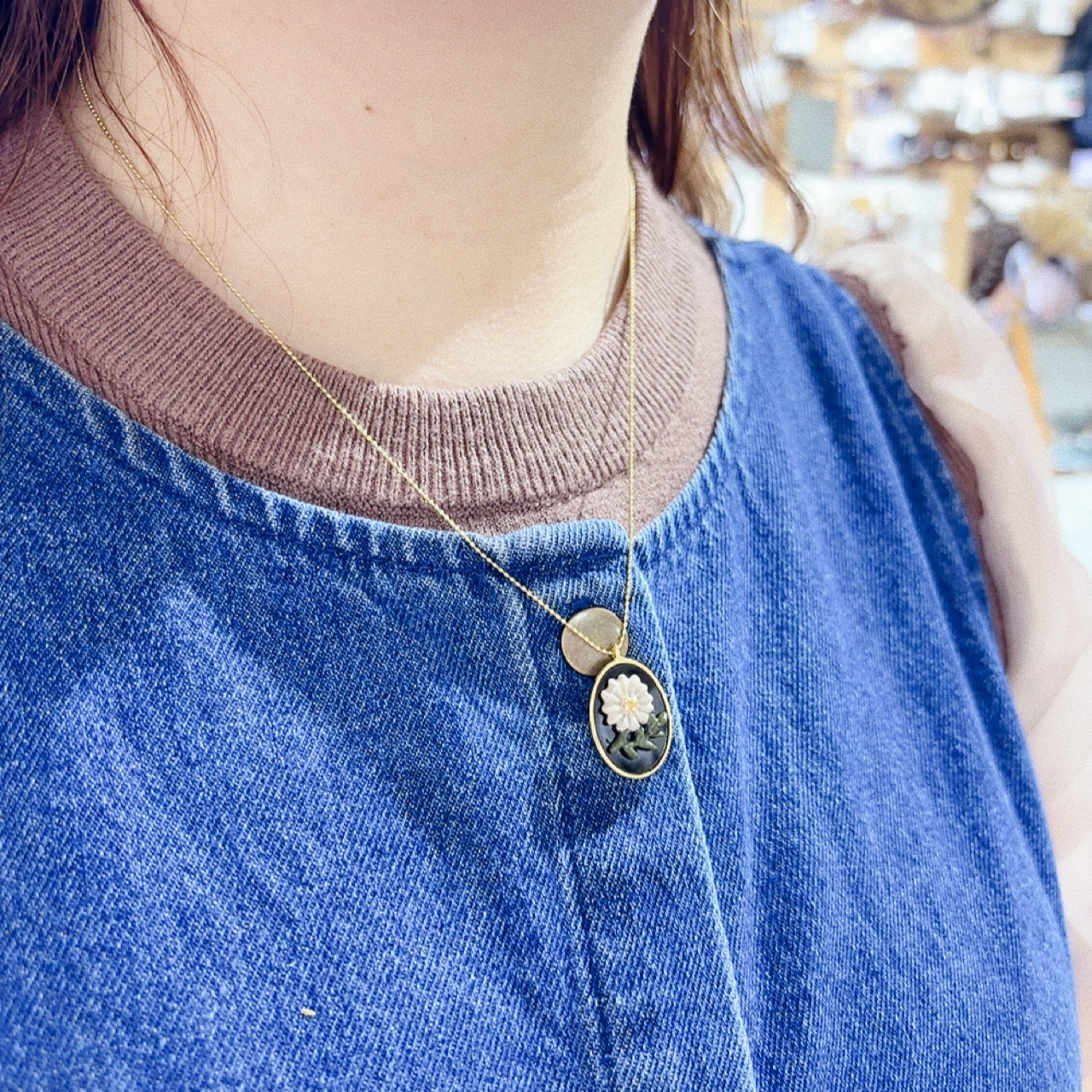 復古風花卉耳夾耳環/頸鏈