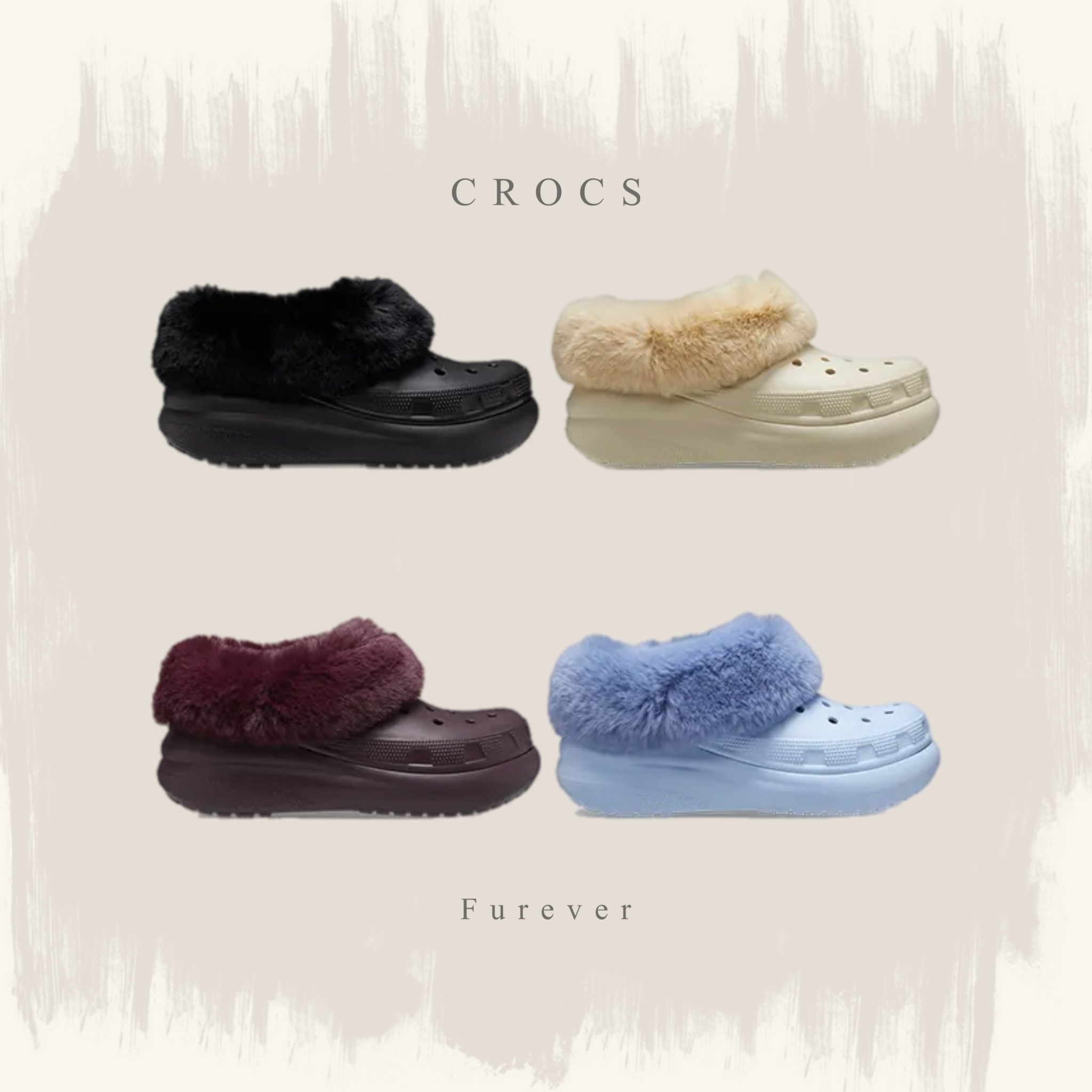 CROCS FUREVER CRUSH SHOES 泡芙 毛絨款 軟絨毛 洞洞鞋 四色 黑/奶茶/寶寶藍/咖啡