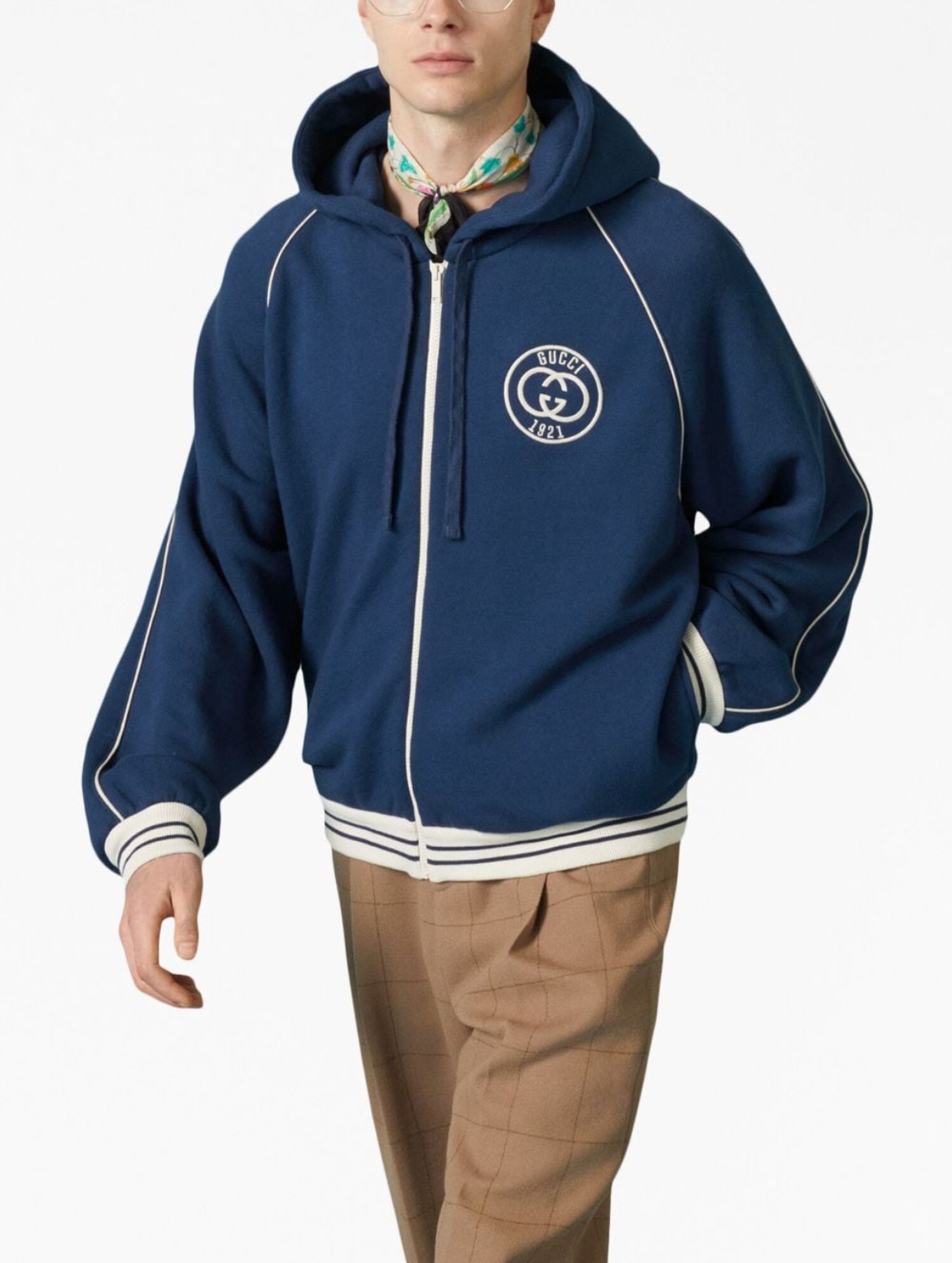 Gucci interlocking G logo patch zipped hoodie