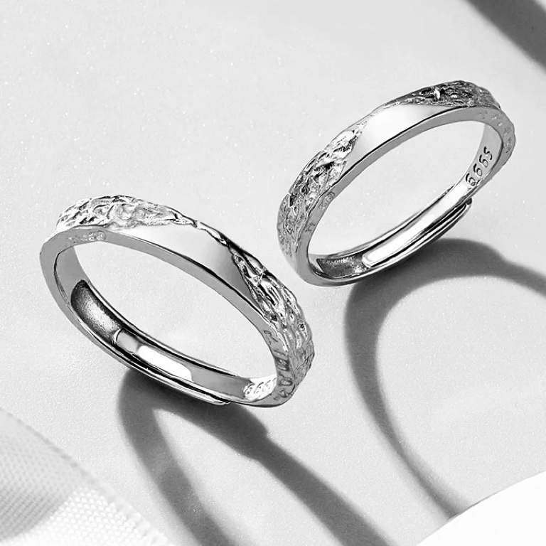 「刻骨銘心的愛💗 」情侶戒指💍 ｜S925純銀或鍍銀｜活口對戒｜免費刻字✒️｜