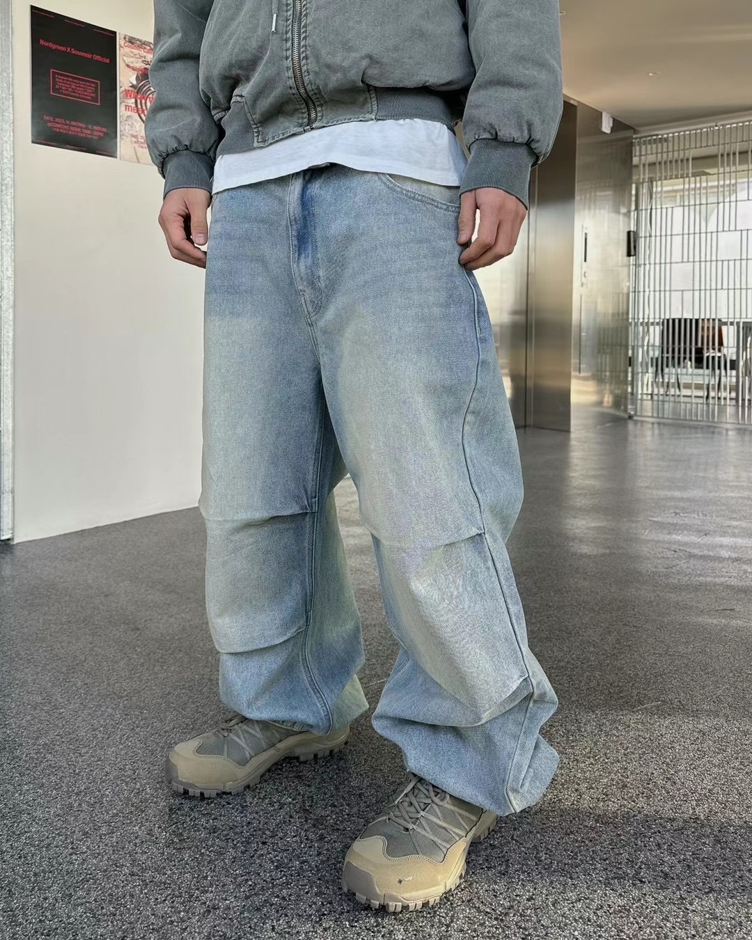 🇰🇷韓國 解構 內摺 寬鬆 牛仔褲