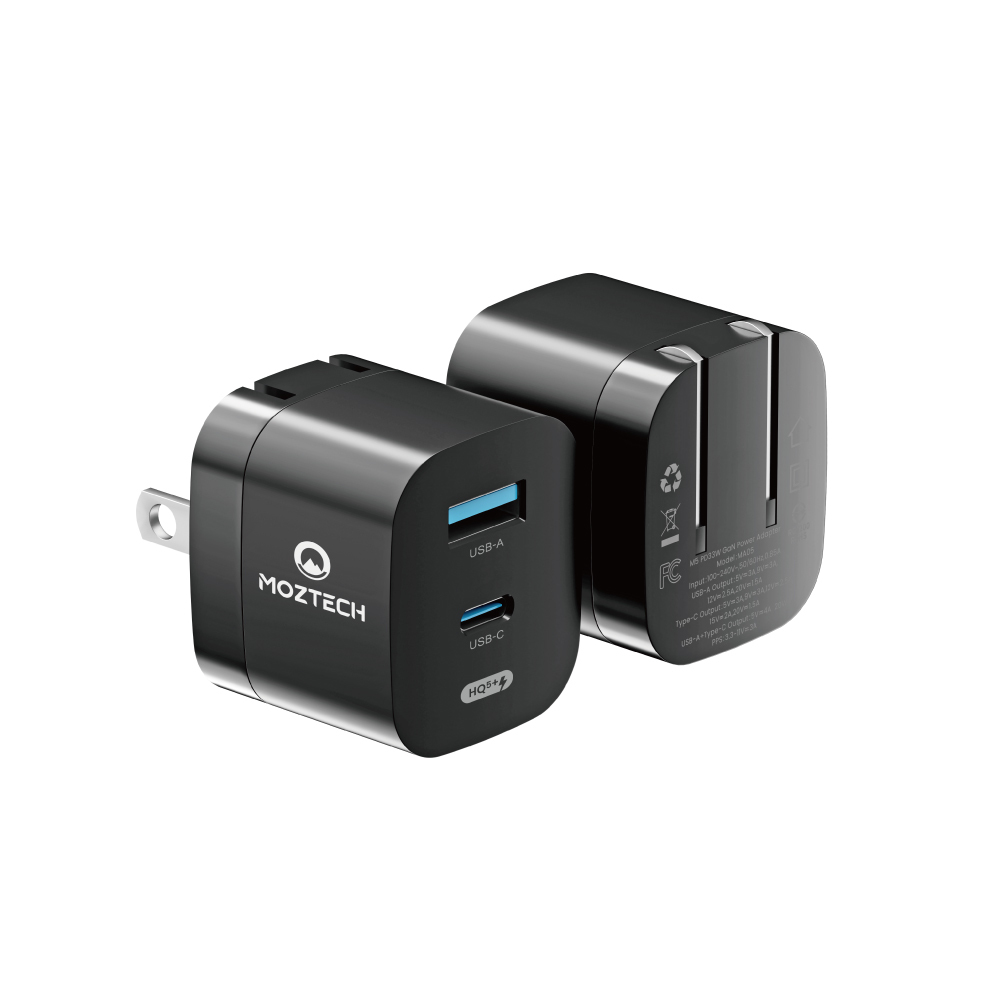 MOZTECH | M5 PD33W GaN雙孔電源供應器 黑色/粉色【MOZTECH 品牌旗艦館】