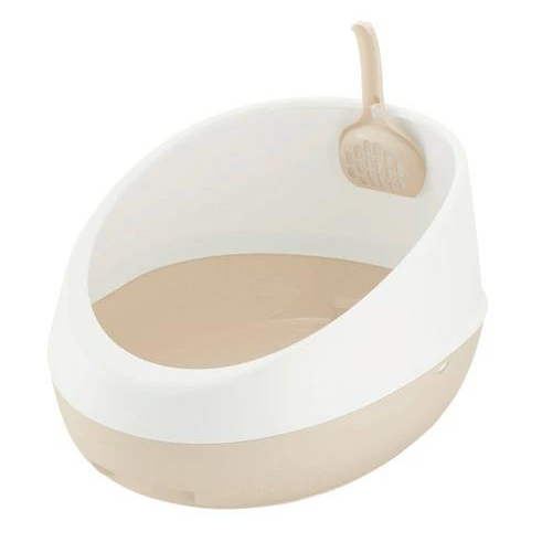 Richell 高背鍋形貓砂盤．白色