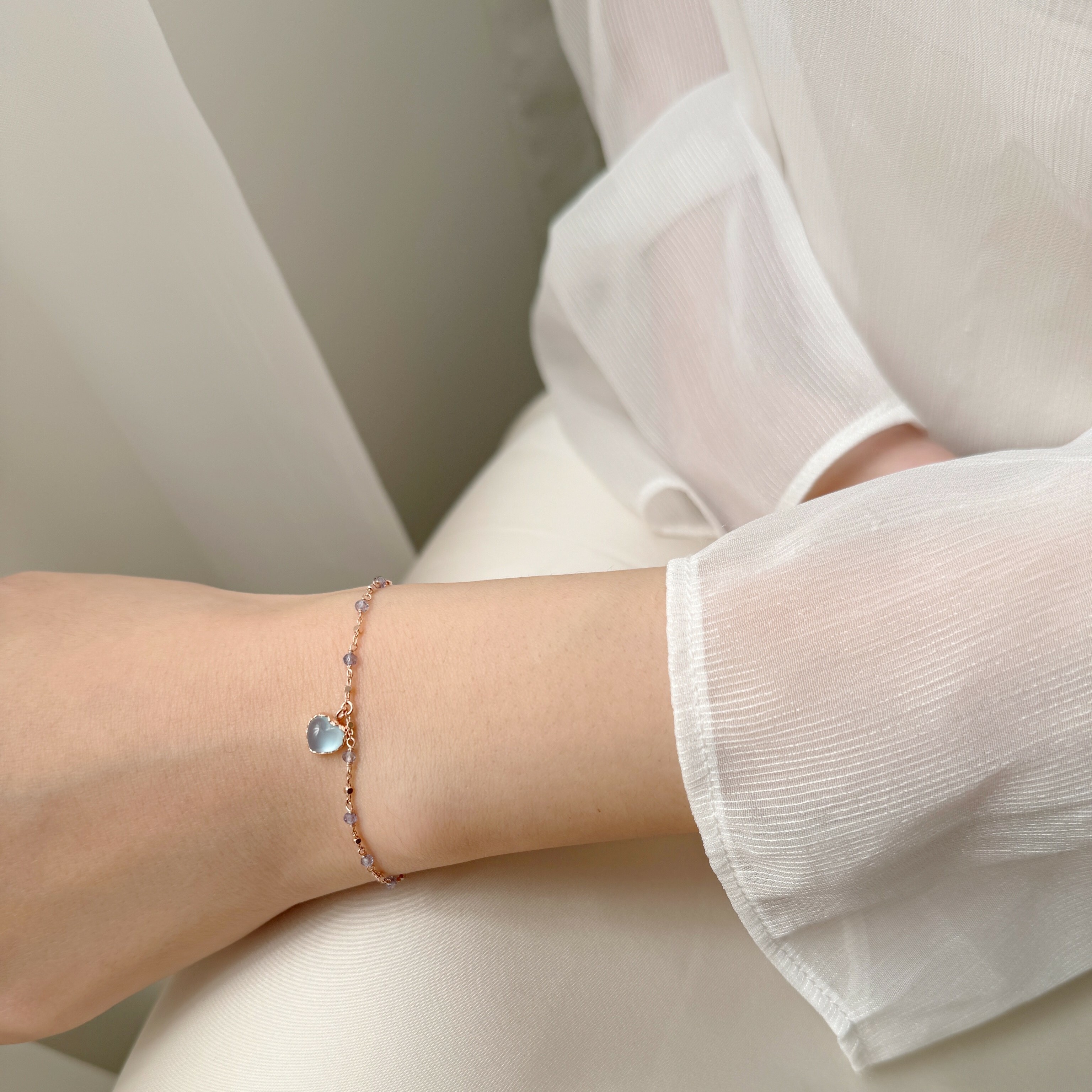 QQ Heart海藍堇青小方塊手鍊