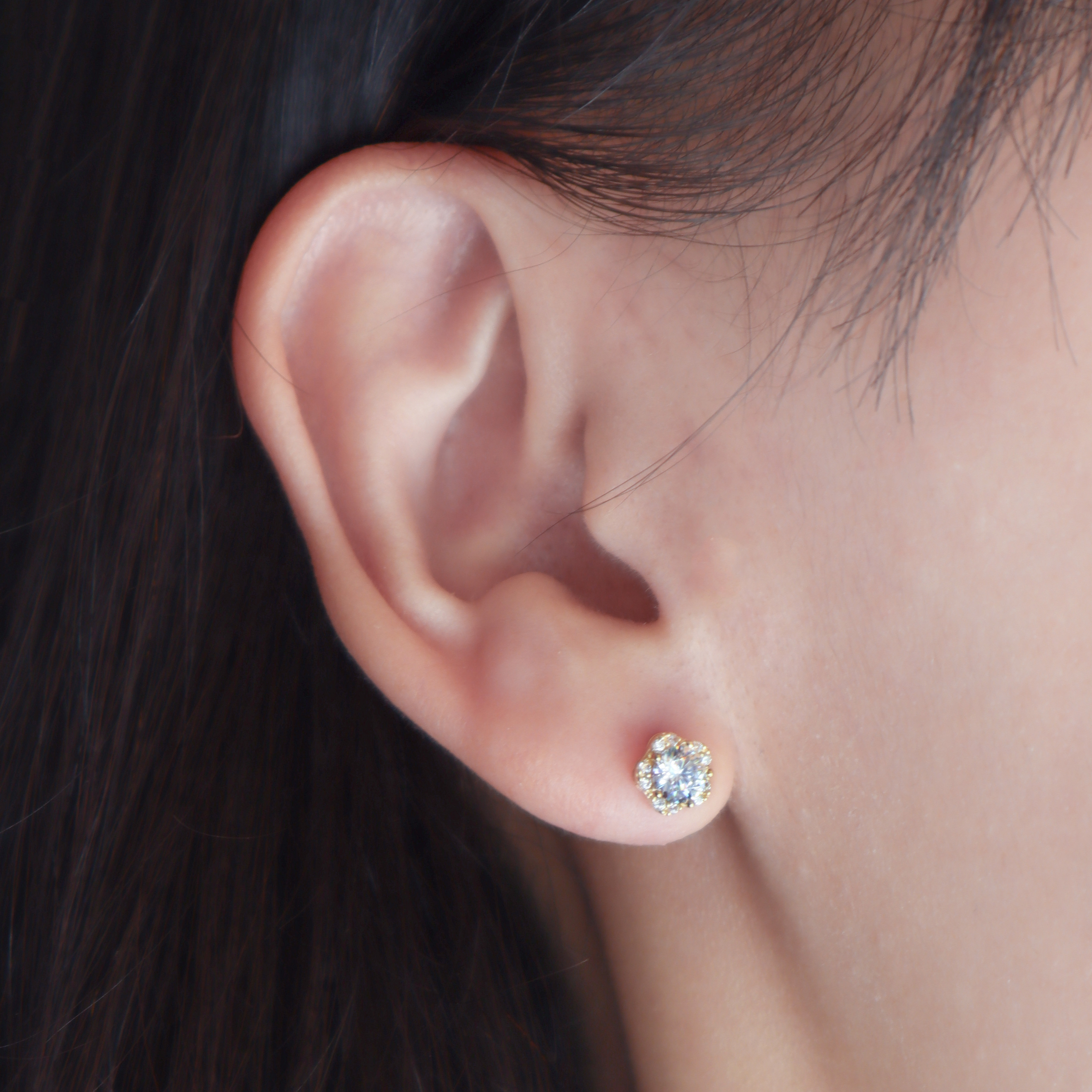 10K/飽滿花朵耳環