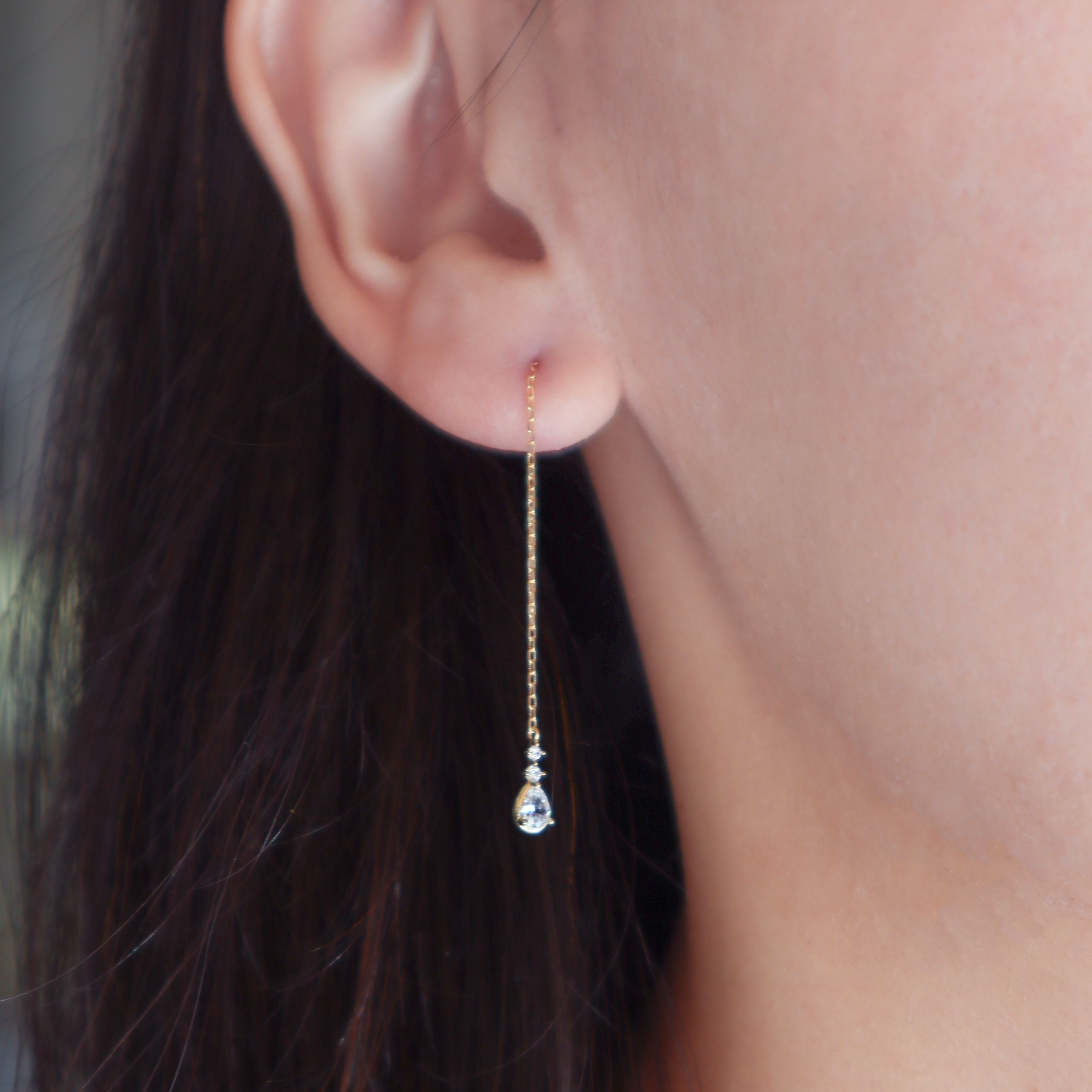 10K/垂墜小水滴耳環