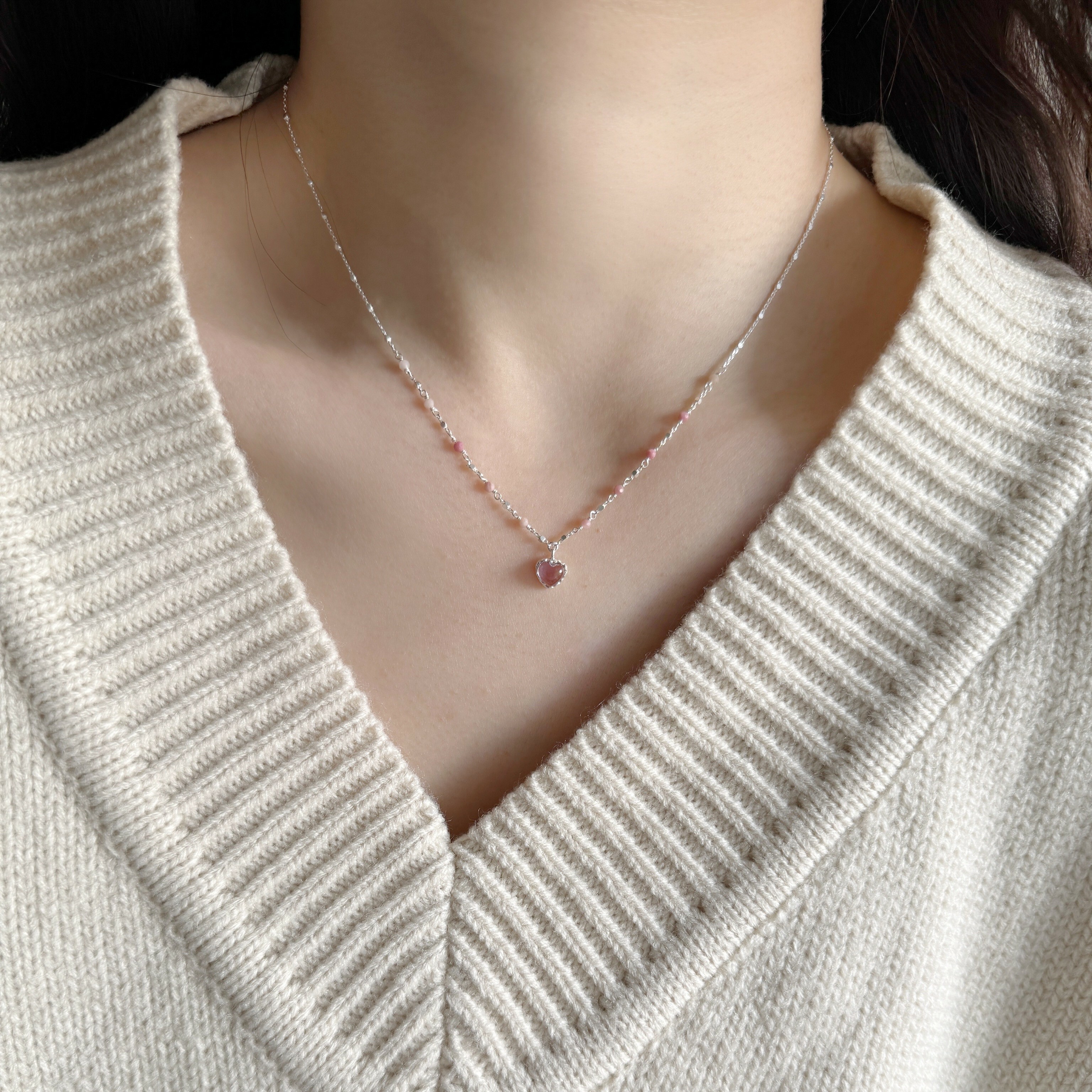 QQ heart紫水晶紅紋石小方塊項鍊