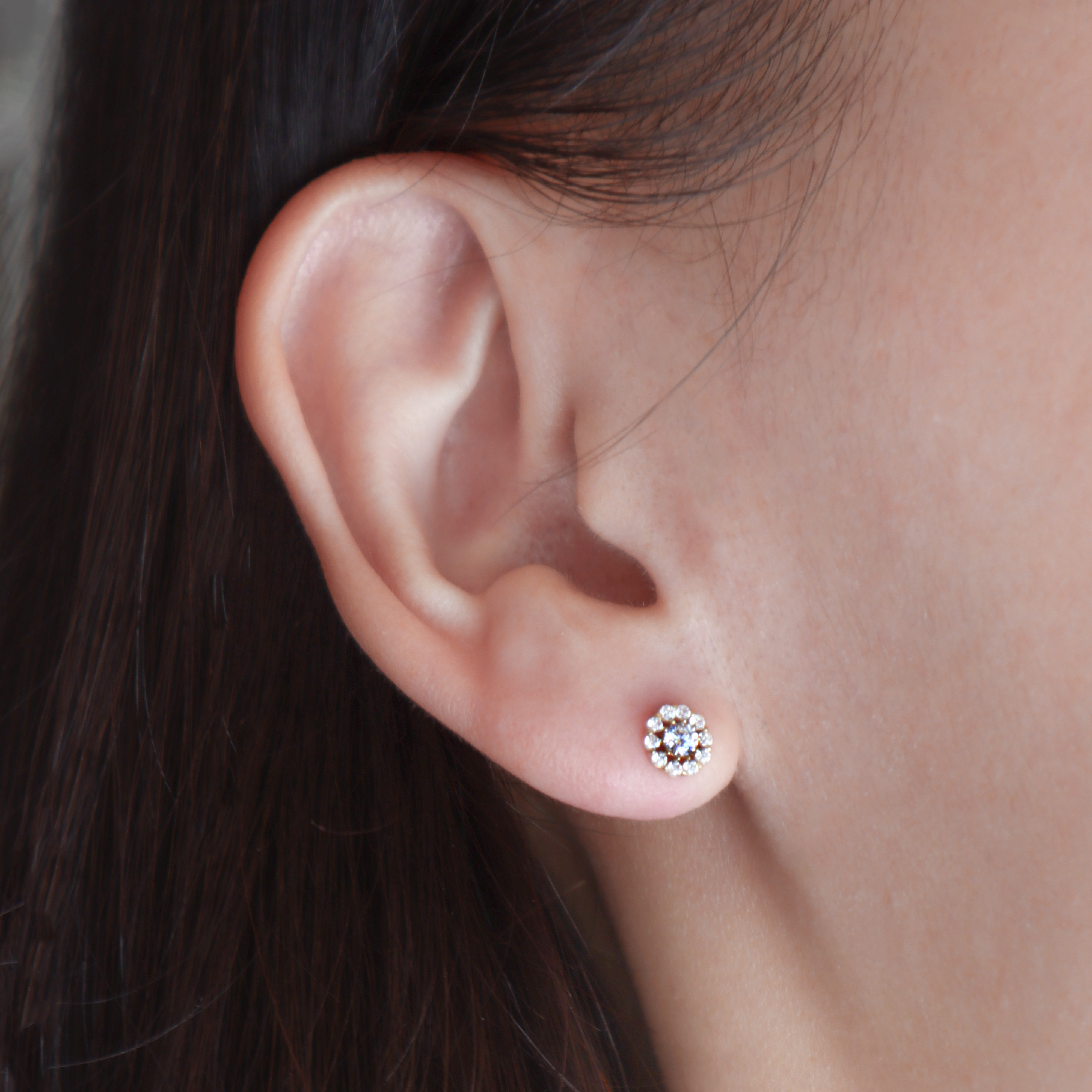 10K/光芒花鑽耳環