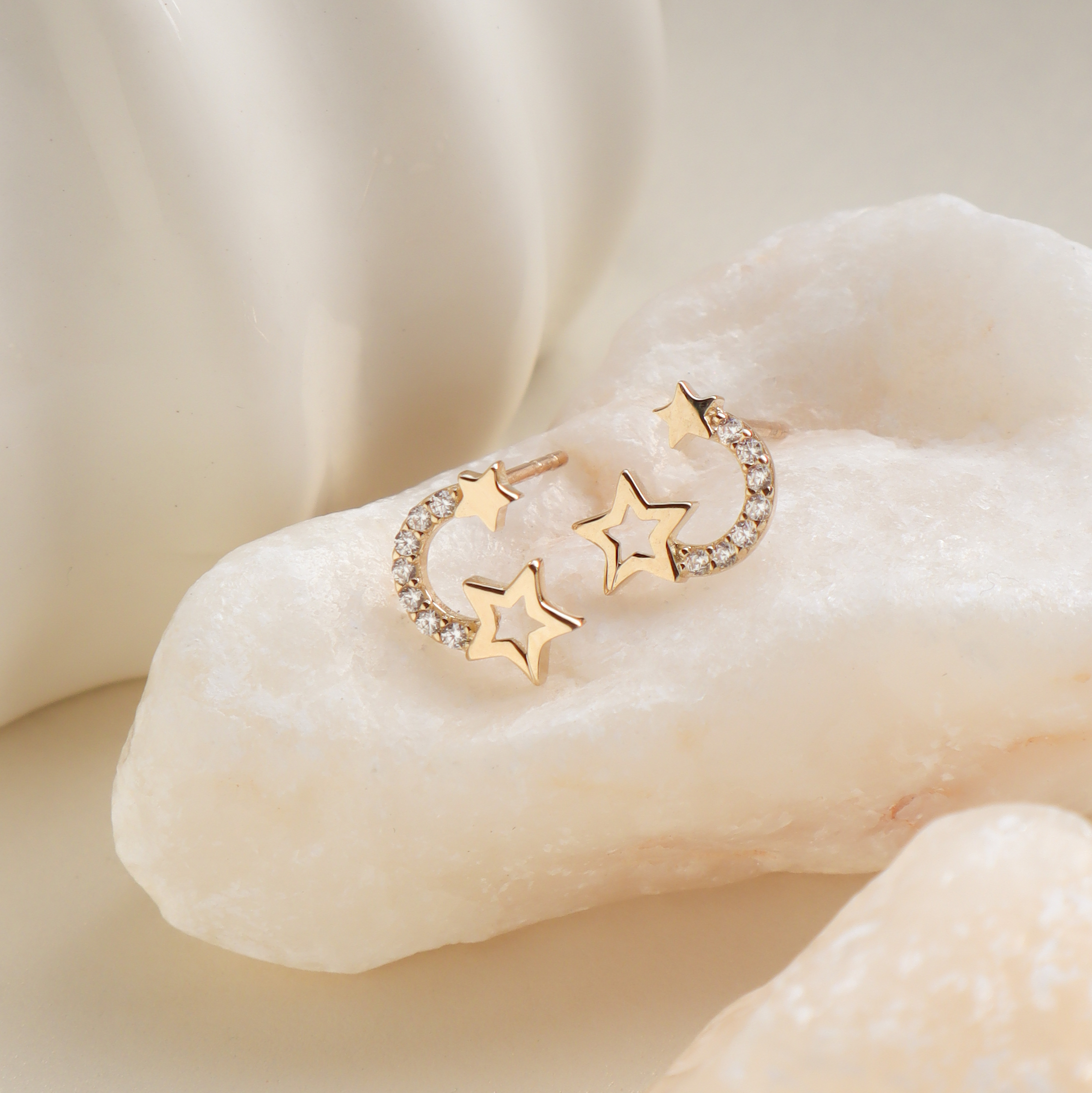 10K/俏皮星環耳環