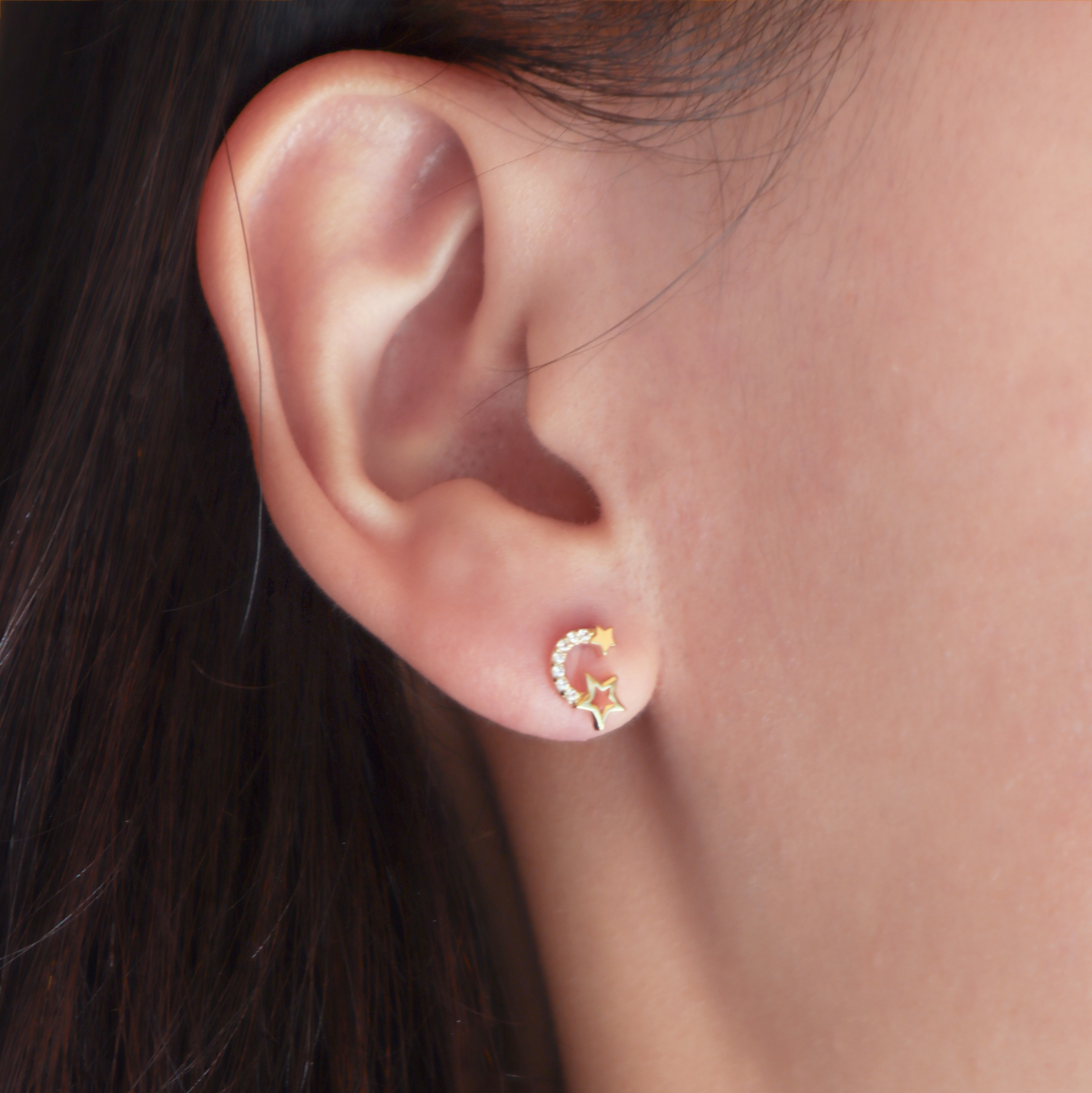 10K/俏皮星環耳環