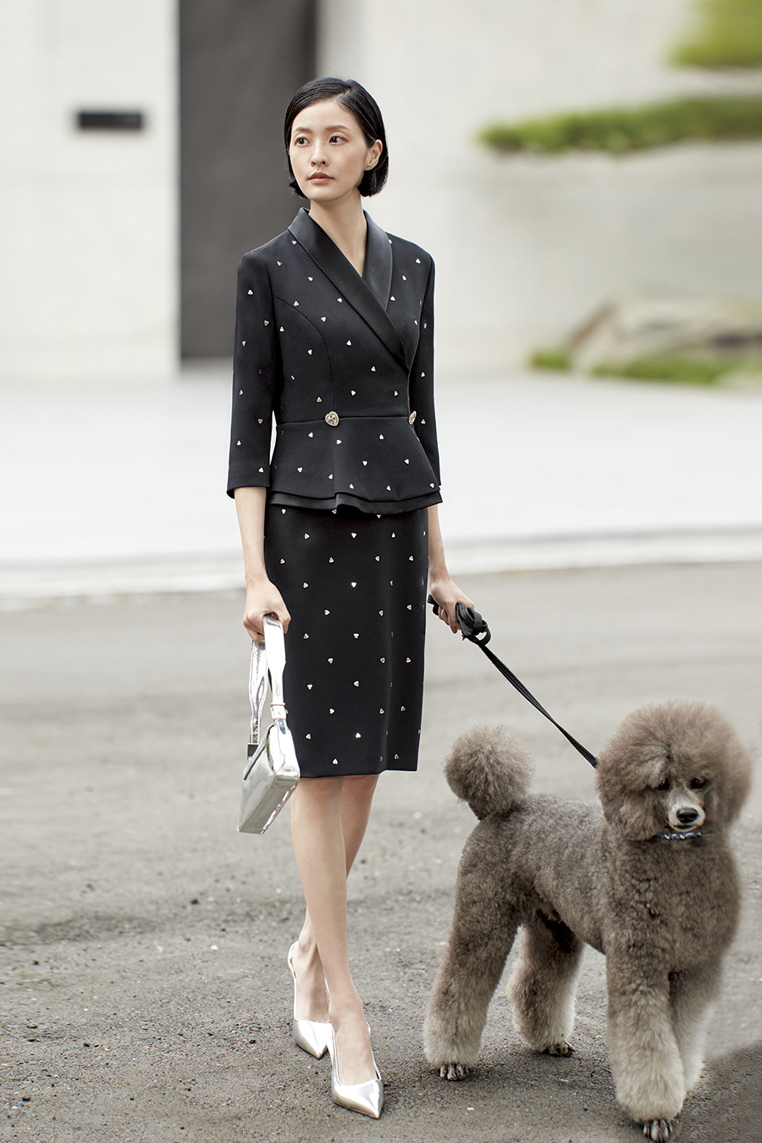 BC15109E1愛心閃鑽假兩件洋裝