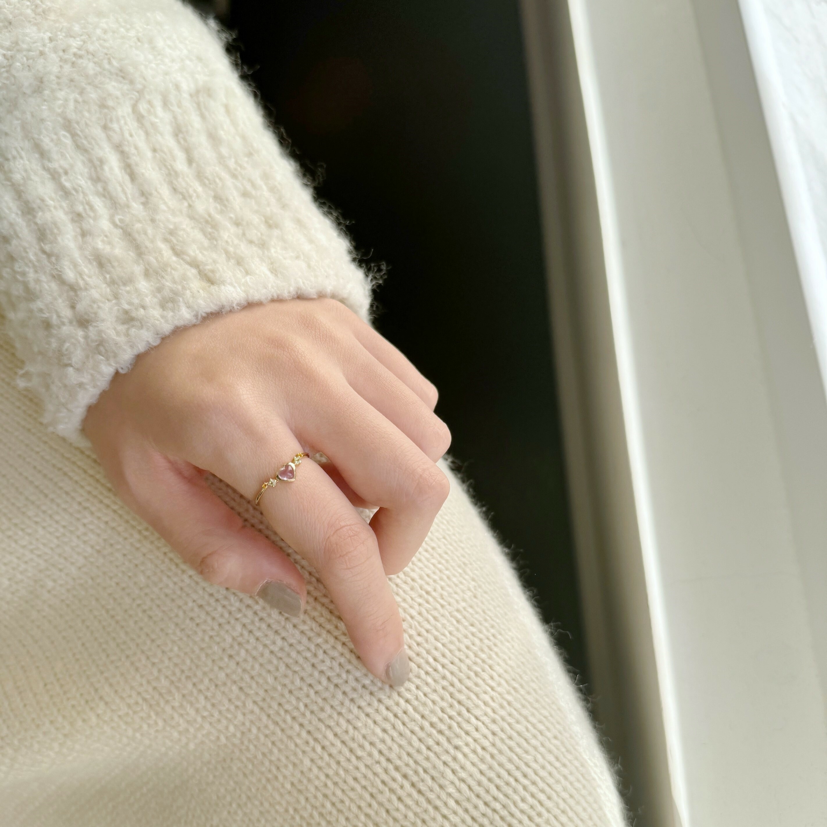 QQ heart流星紫水晶微V形戒指