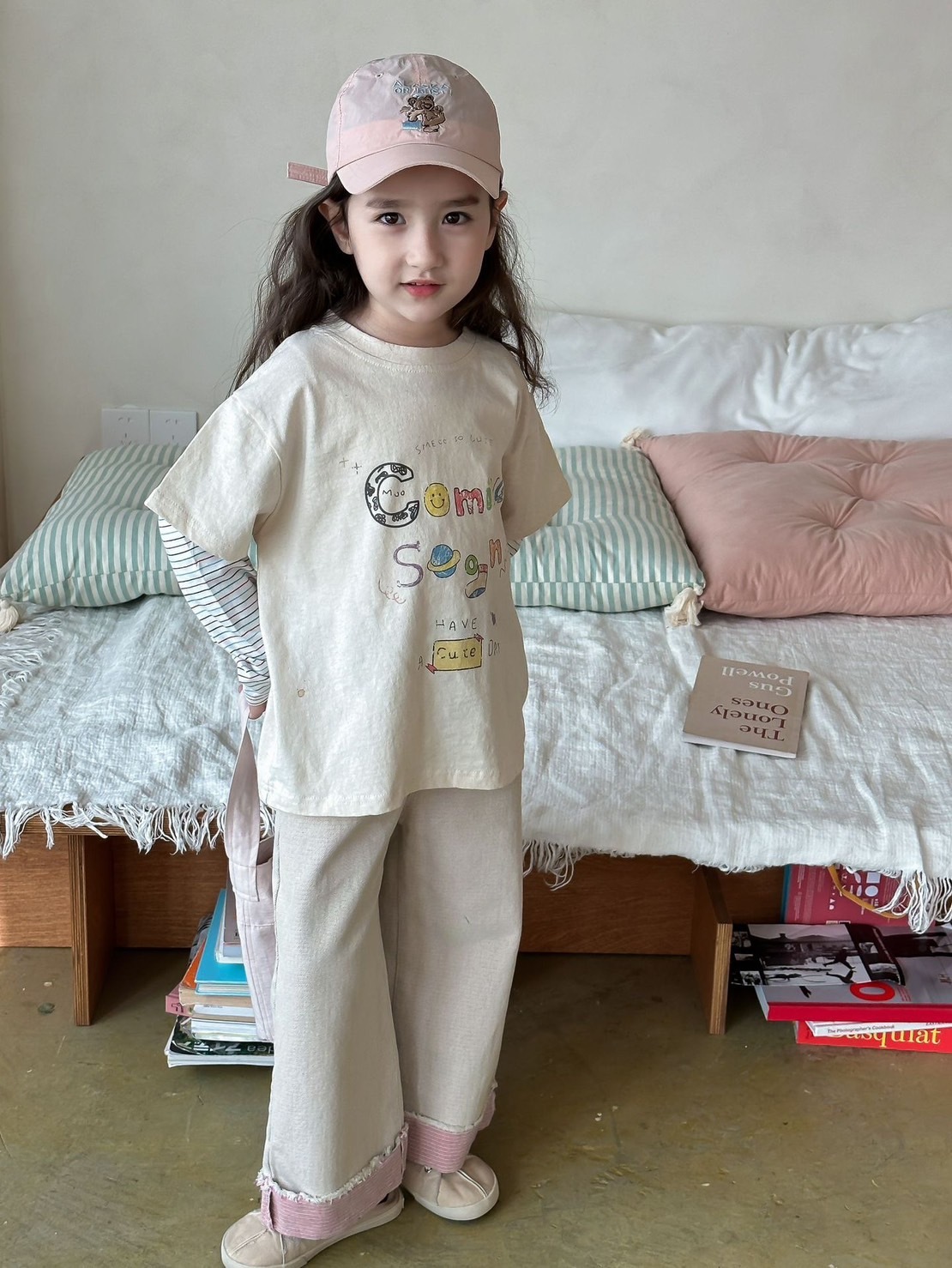 塗鴉條紋假兩件上衣