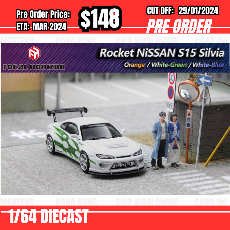 PO-$148 * FH * 1:64 Nissan Silvia S15 Pandem White Green [OD23/01]