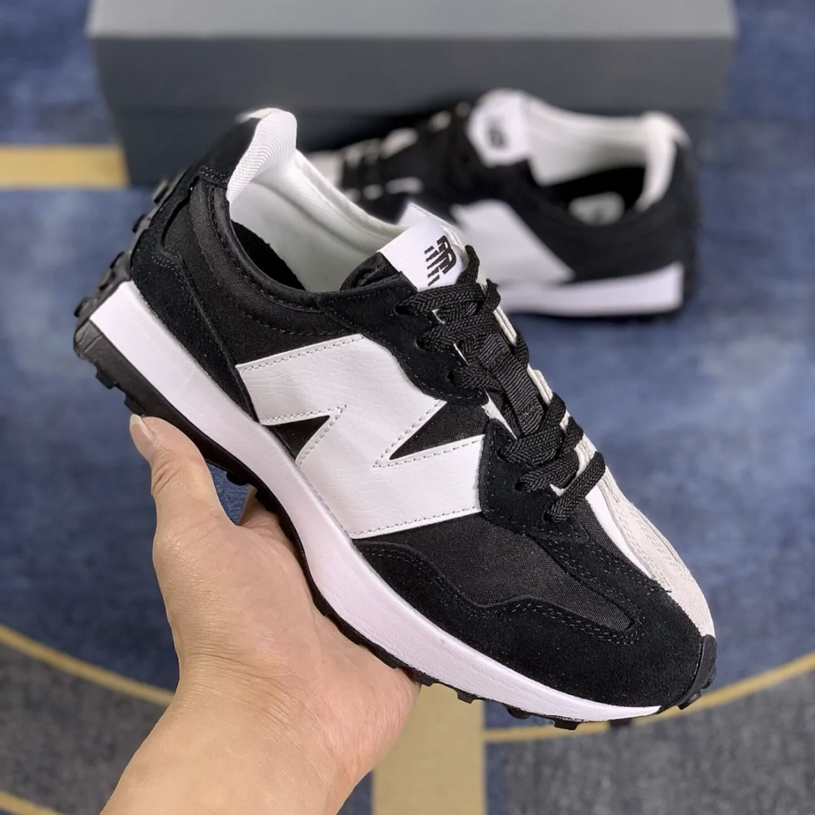 New Balance 327 復古黑白 麂皮 皮革 運動休閒鞋 情侶鞋