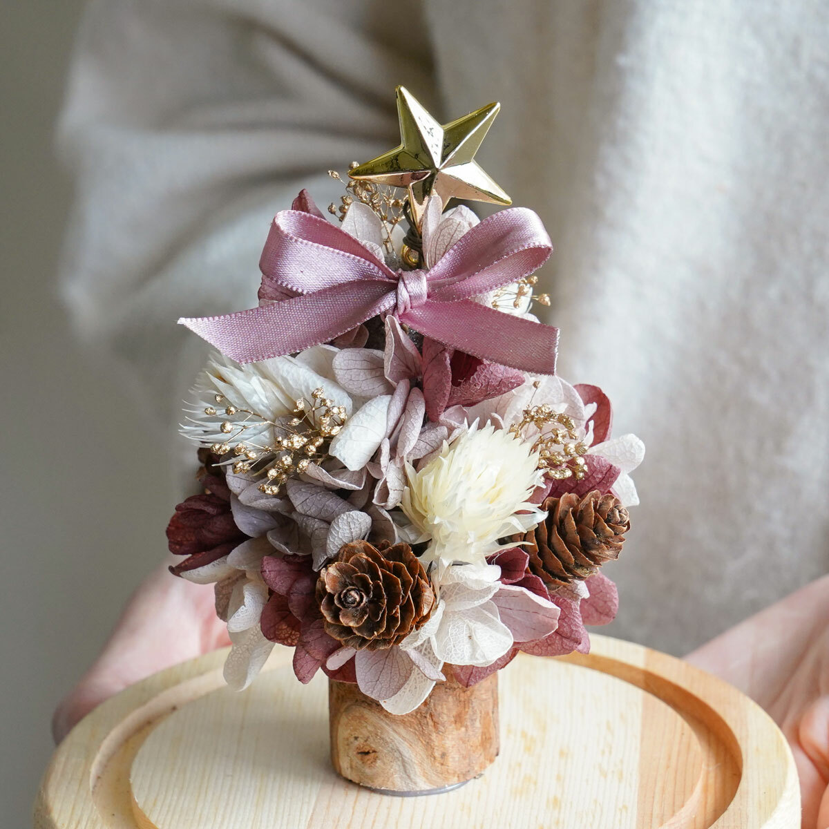 聖誕樹永生花玻璃罩手拿聖誕樹_永生花聖誕樹玻璃罩