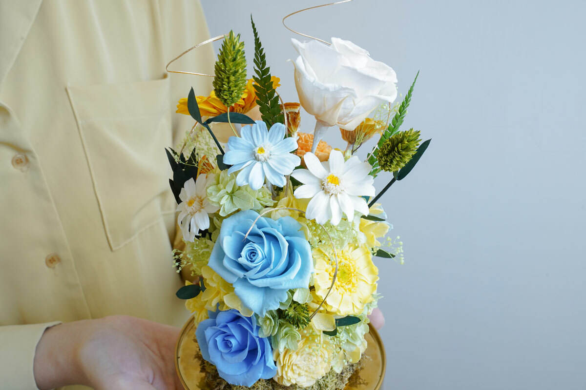 太陽花,永生花向日葵太陽花設計,喜歡生活乾燥花店,永生花向日葵玻璃罩