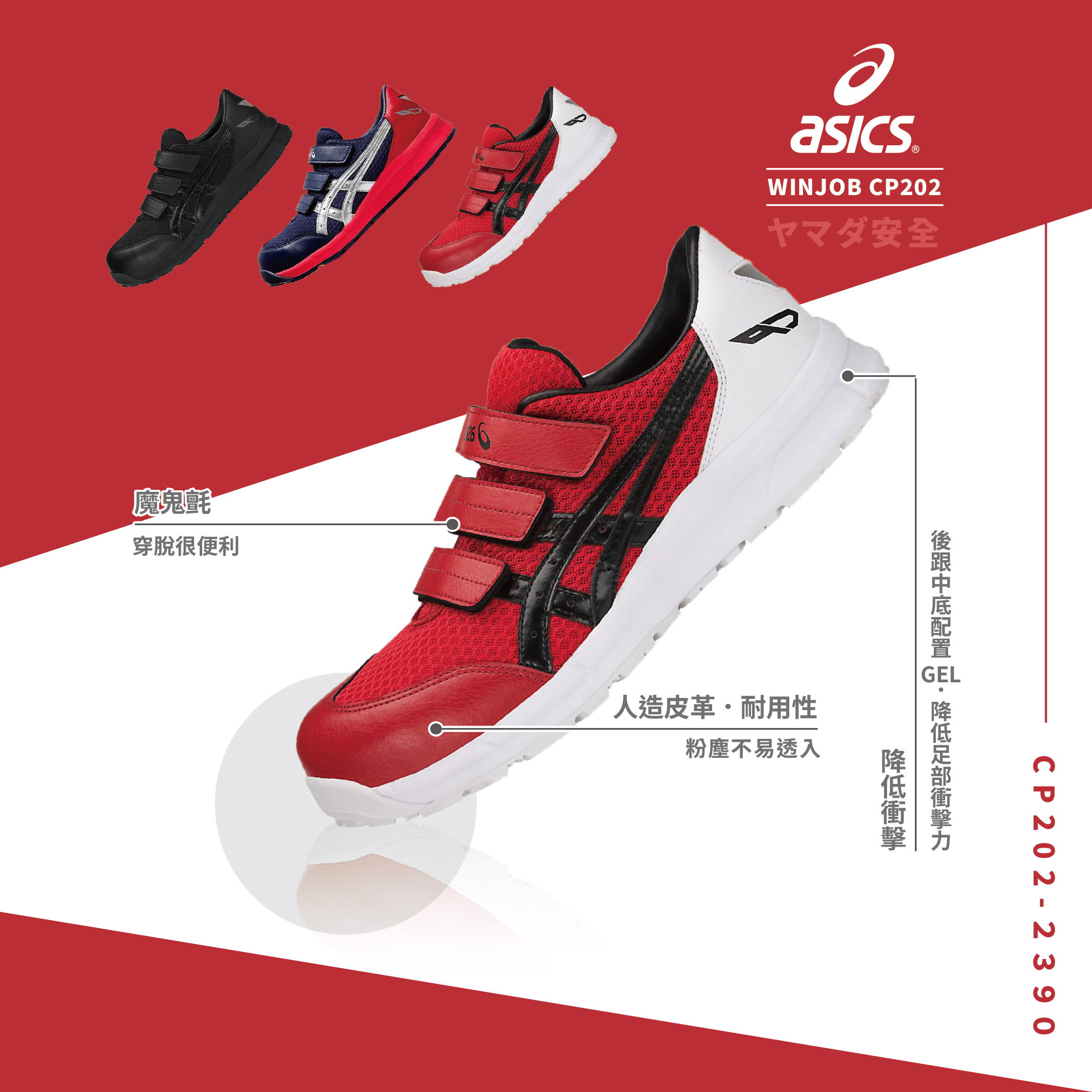WINJOB 亞瑟士防護鞋「紅色」CP202-2390