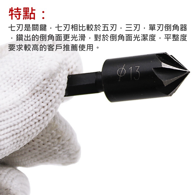 碳鋼七刃倒角刀 套裝組(2支/套 1/4六角柄)