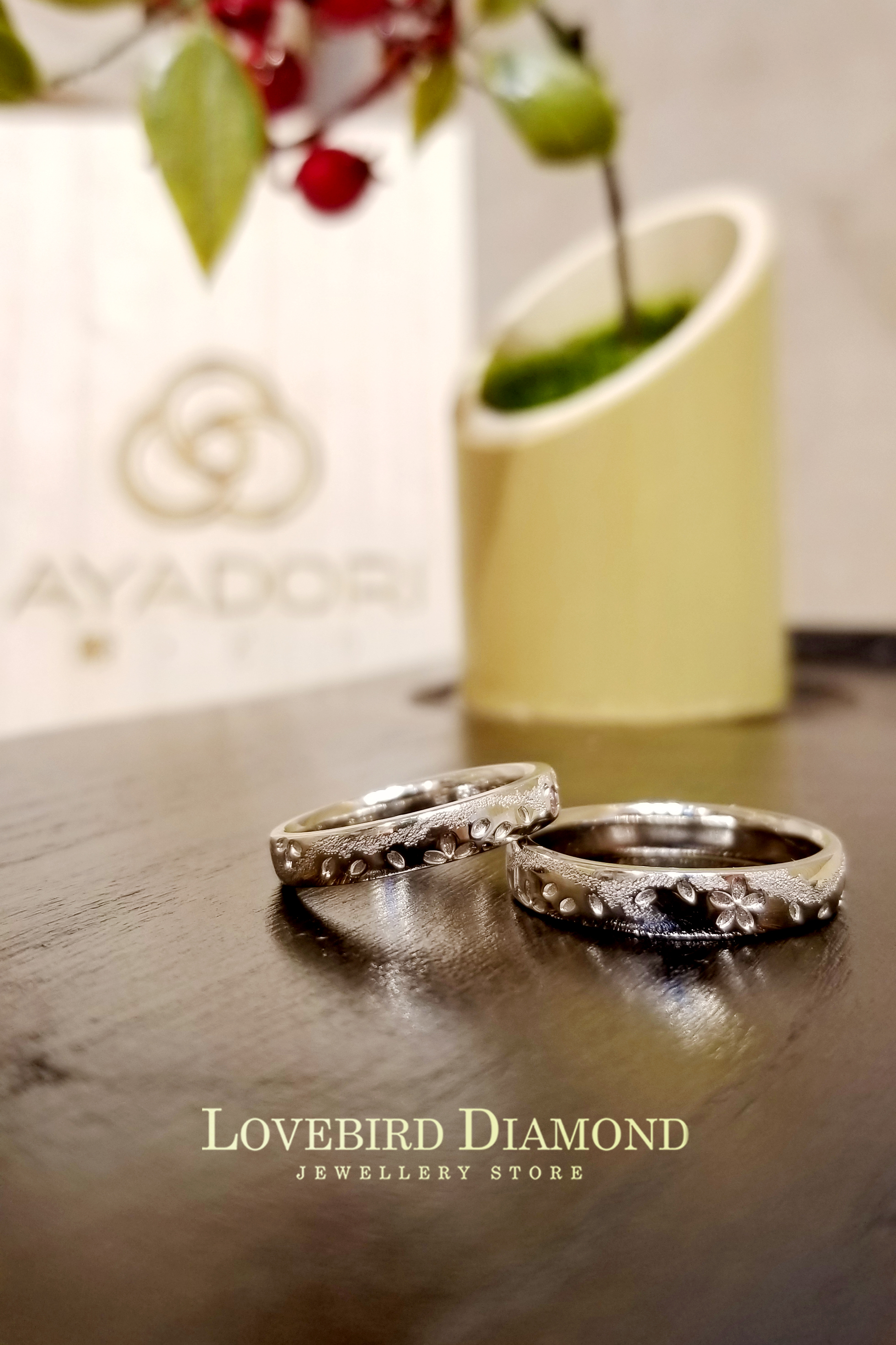 日本PT950鉑金粉紅藍寶石結婚戒指 - らんまん (天真爛漫)