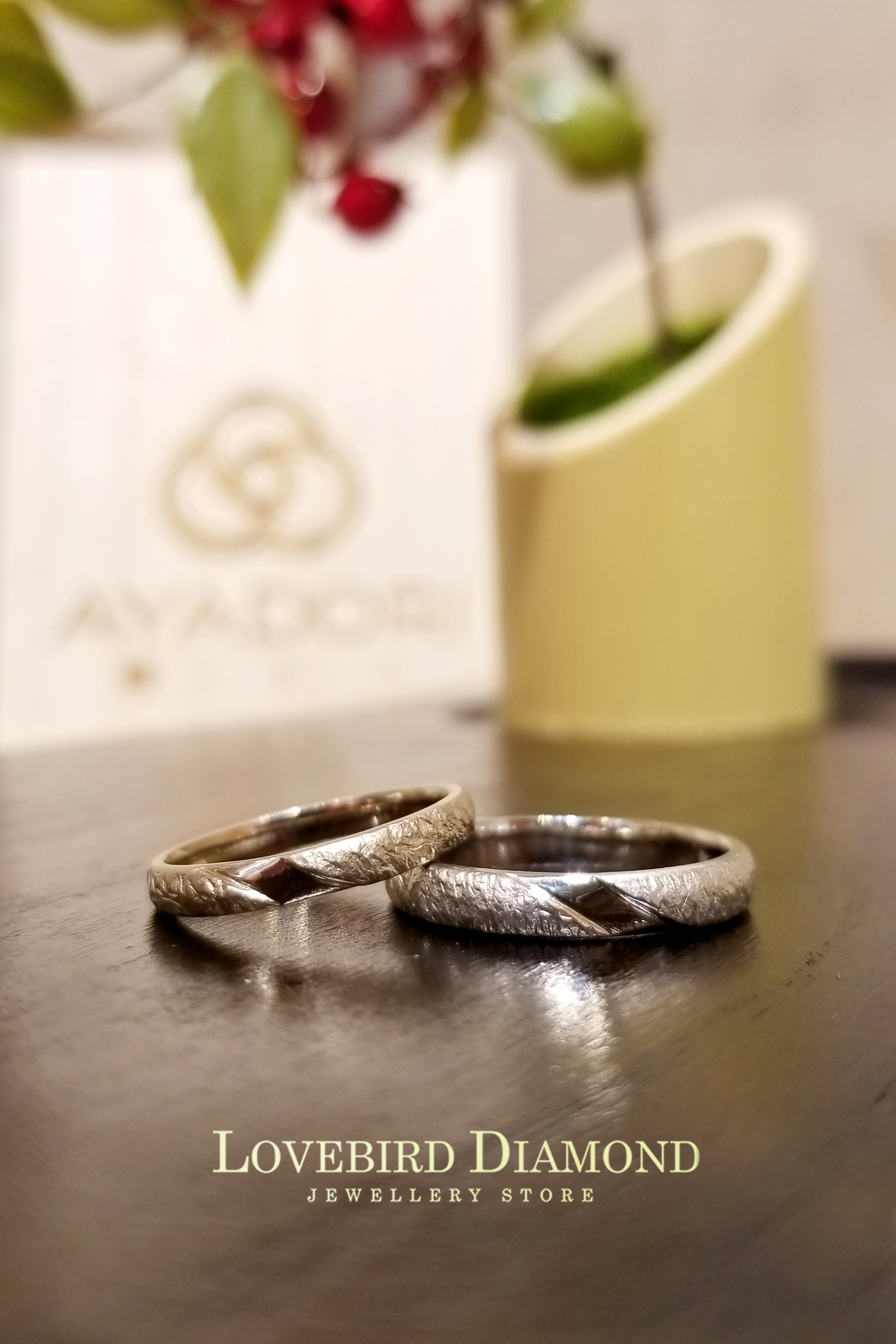 日本PT950鉑金/18K白金結婚戒指 - 頬そめ (柔情蜜意)