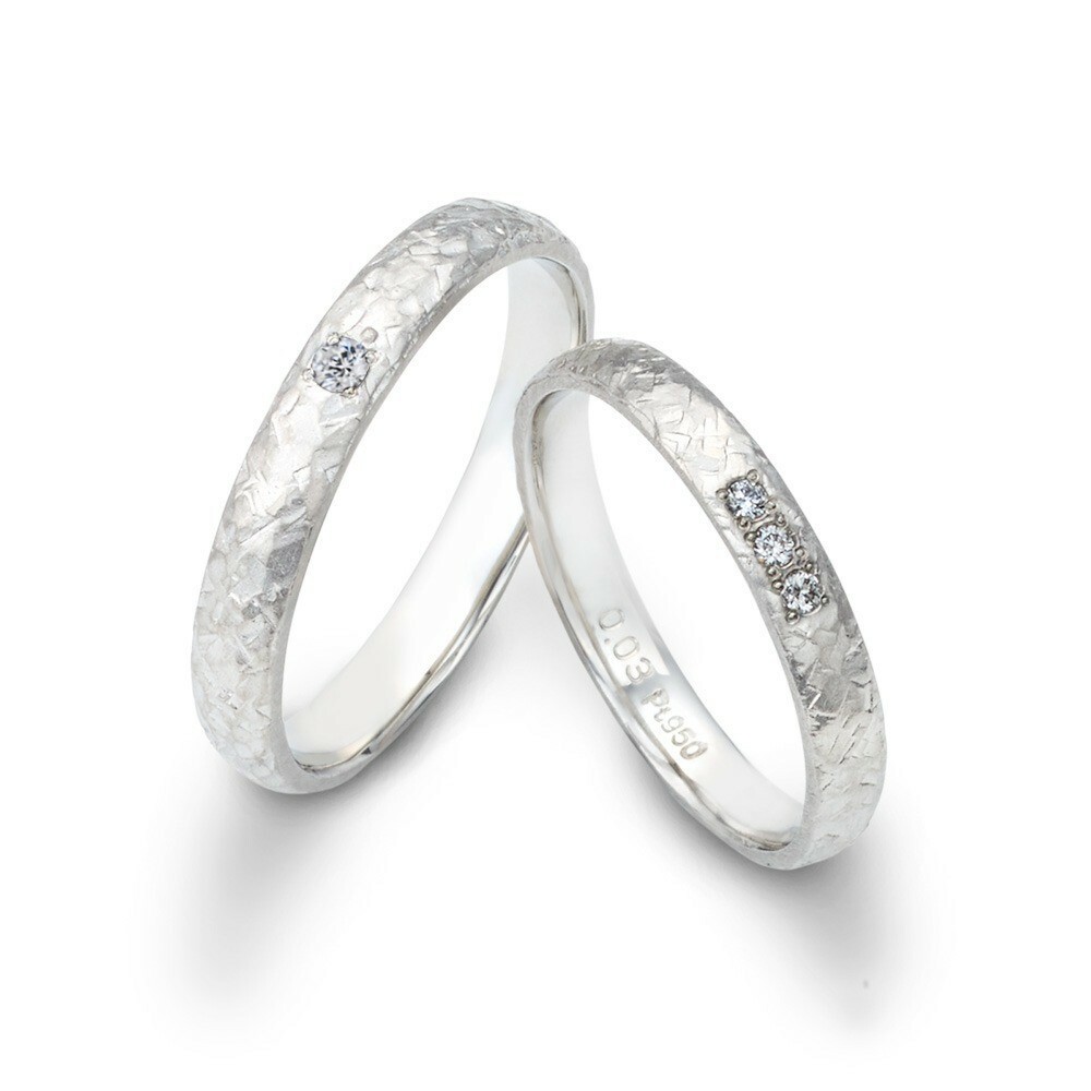 日本PT950鉑金天然鑽石結婚戒指 - ことほぎ (喜結良緣)