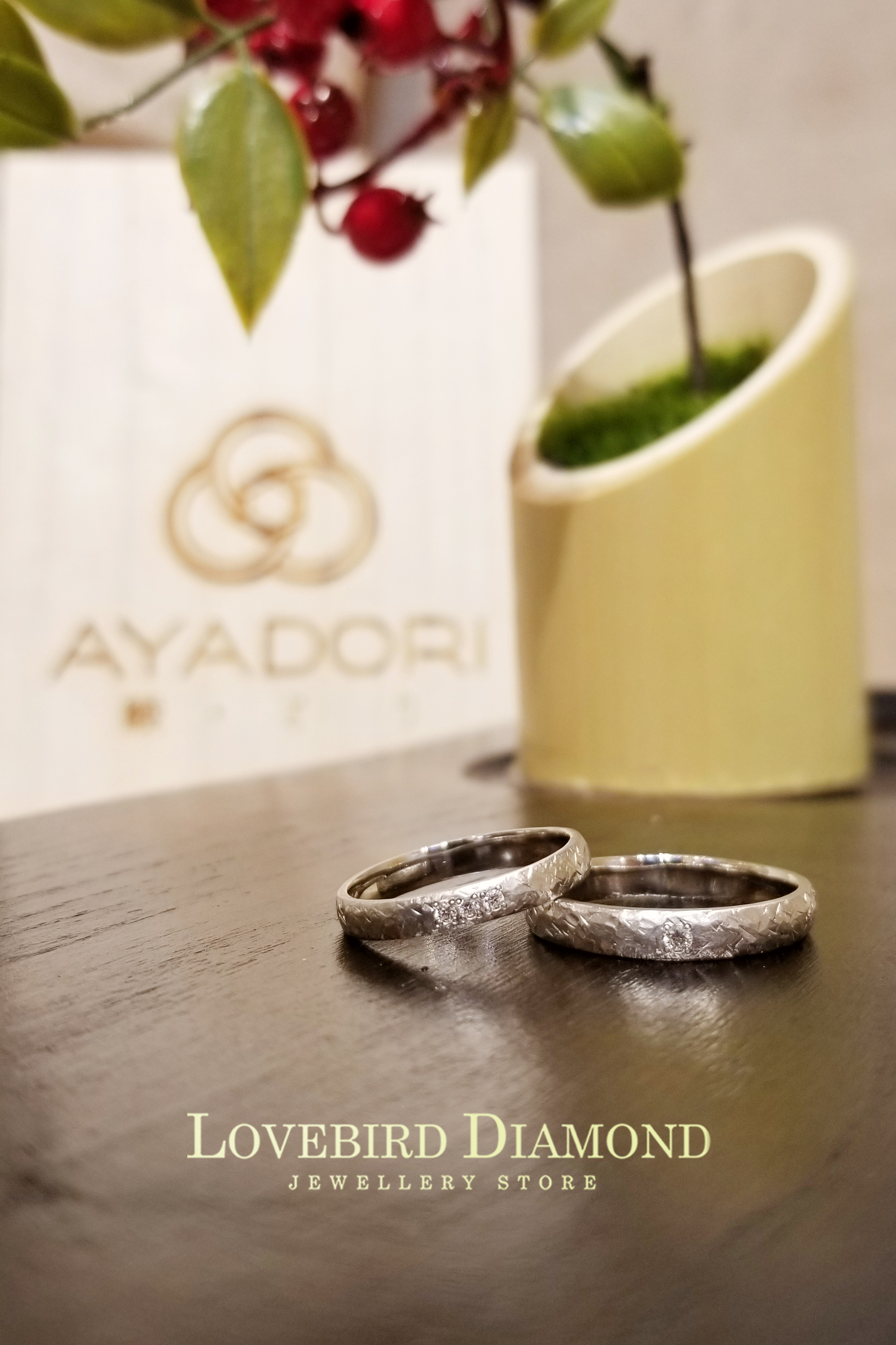 日本PT950鉑金天然鑽石結婚戒指 - ことほぎ (喜結良緣)