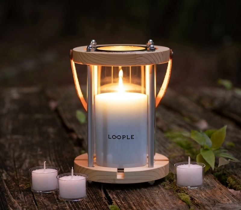 【拓幸良品】LOOPLE｜可吊掛式蠟燭座「WOOD」L 象牙白 (附4顆杯蠟燭)