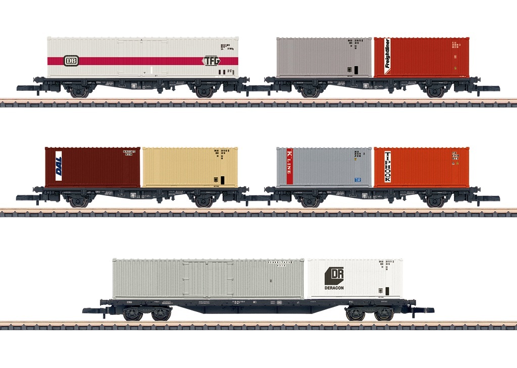 Marklin 82664 Z規 Container Car Set 貨櫃運輸車.含貨櫃.5輛