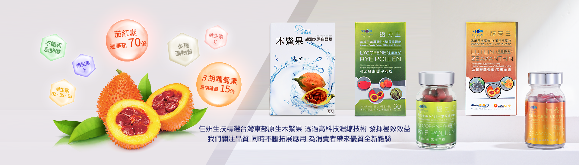 木鱉果,葉黃素,黑醋栗,南瓜子茄紅素,黑麥花粉,面膜