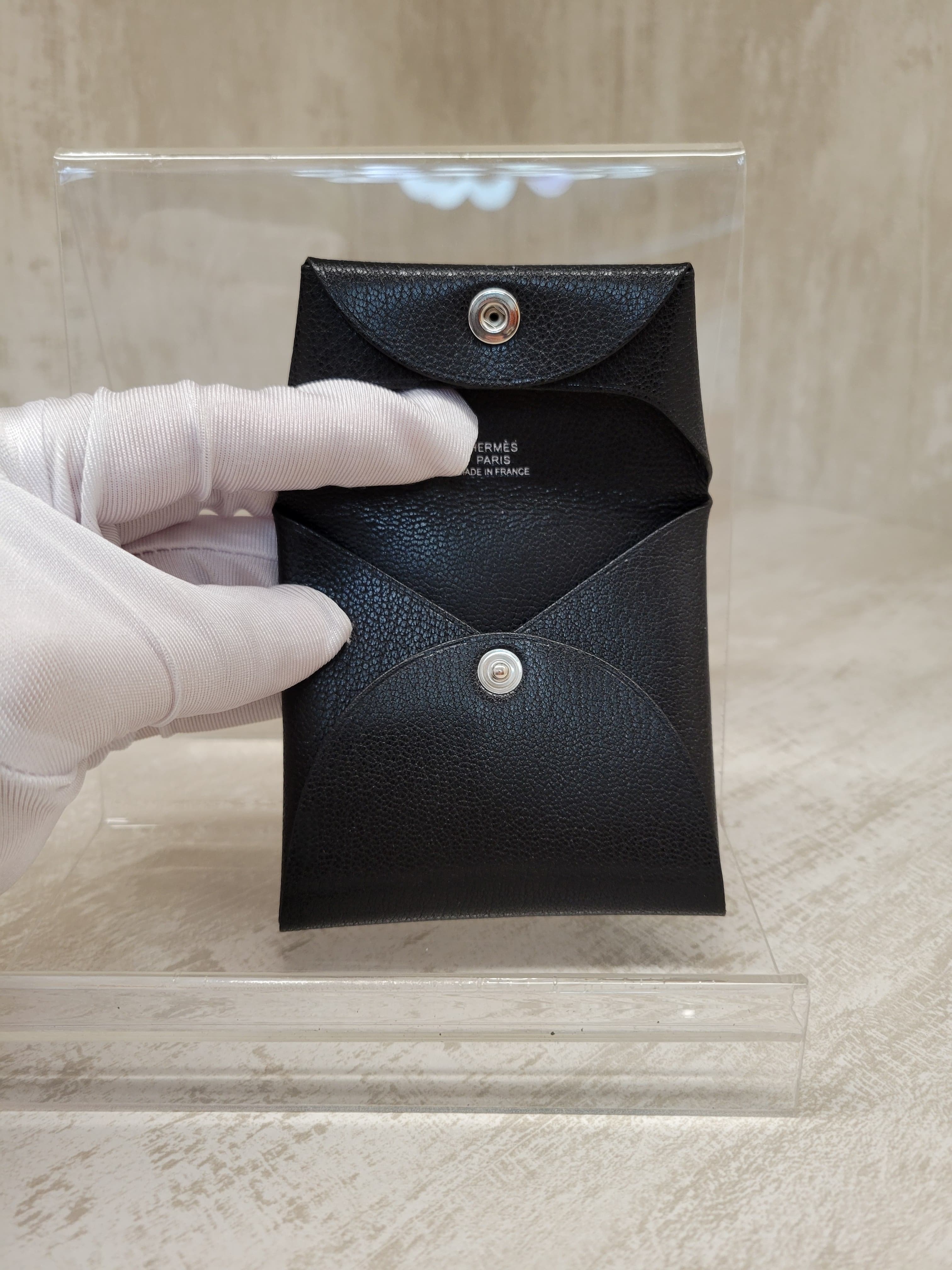 Hermes Bastia NOIR 黑  chamkila 山羊皮 零錢包