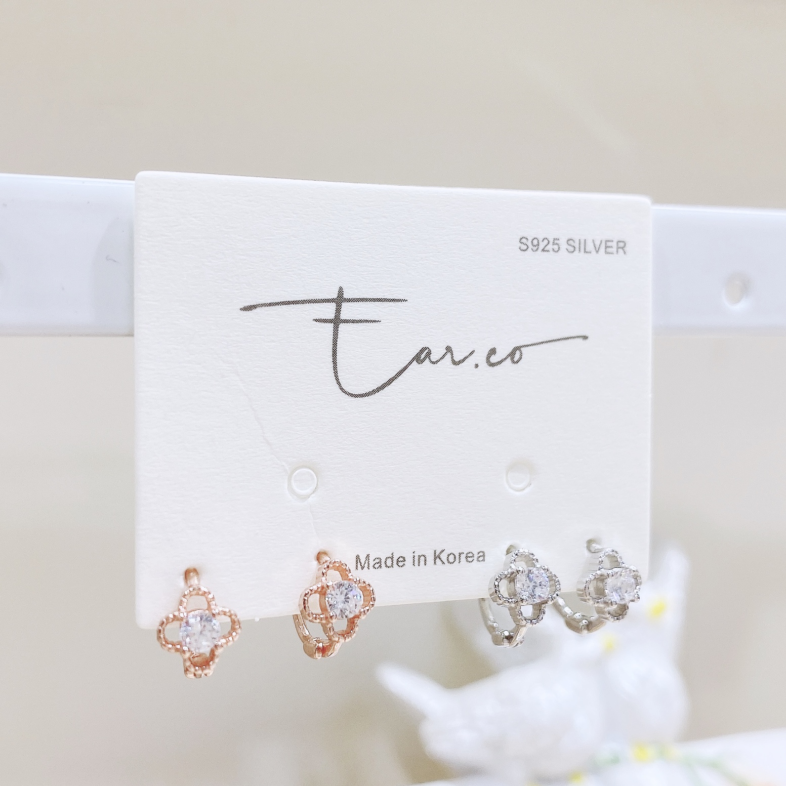 閃石四葉草小耳圈 [睡覺不用脫! ] #A652