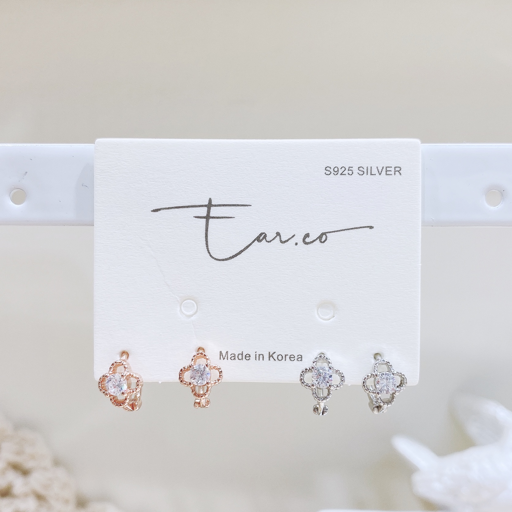 閃石四葉草小耳圈 [睡覺不用脫! ] #A652