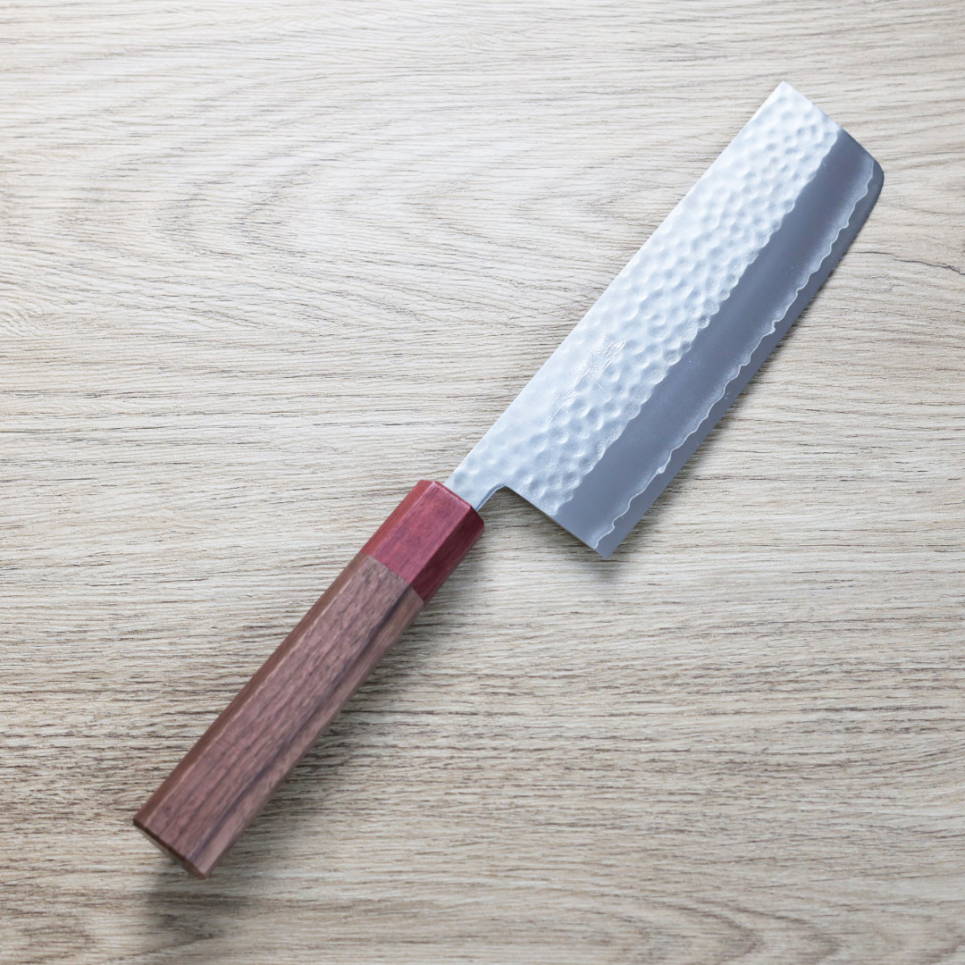 增谷訓生 寬版菜切 165mm VG1鋼 鎚目 和柄