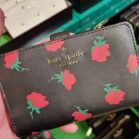 [S] KATE SPADE KE640 MADISON COMPACT BIFOLD WALLET DITSY ROSE TOSS,BLACK MULTI, 196021372254 (SKS951)
