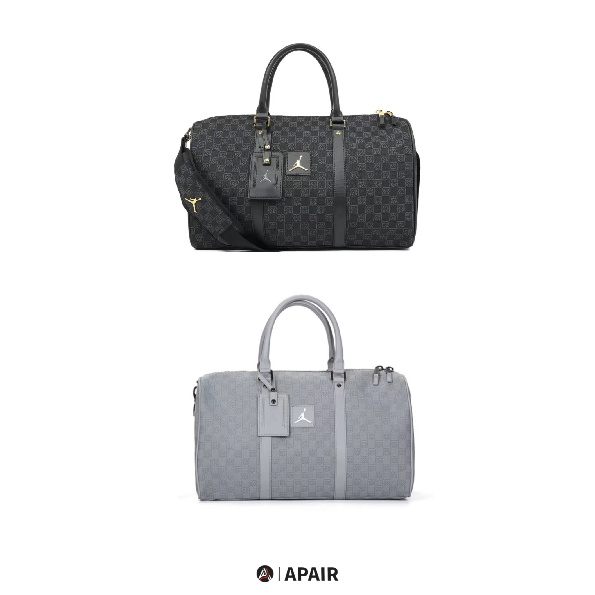 【APAIR】預購 NIKE JORDAN MONOGRAM DUFFLE 復古 老花 旅行包 黑 灰 兩色