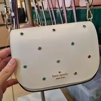 [S] KATE SPADE KE680 MADISON STUDDED SADDLE BAG,MERINGUE M, 196021368868 (SKS961)