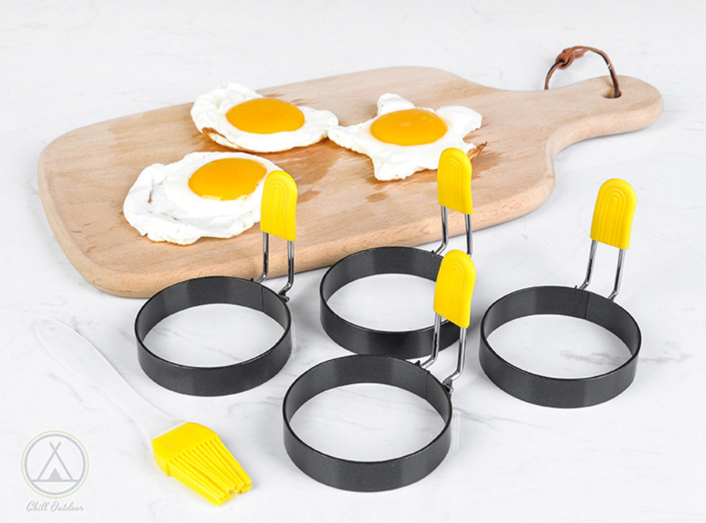 不沾圓形煎蛋器－(2入組) 贈送矽膠手把套