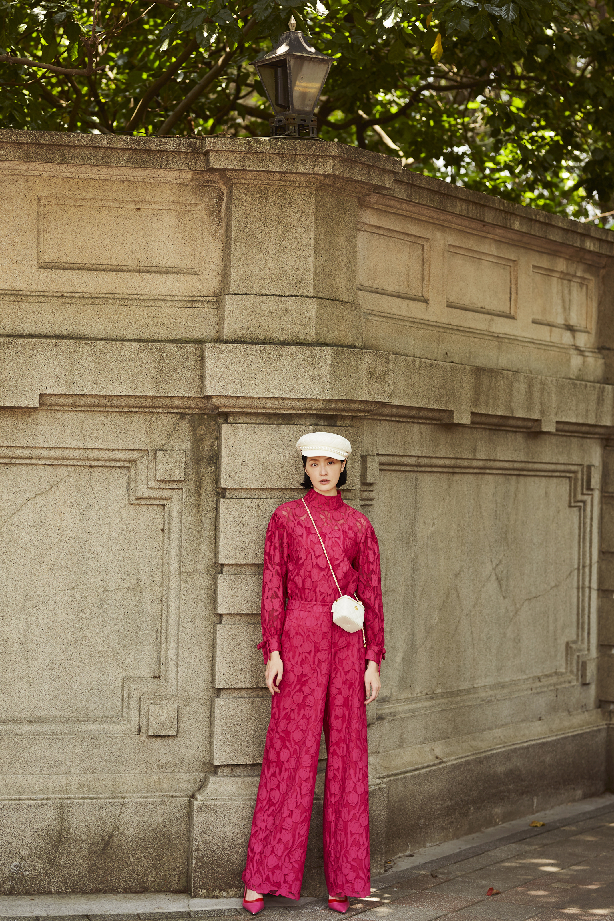 BC15121B1 夜宴之花立體花紋高腰寬褲