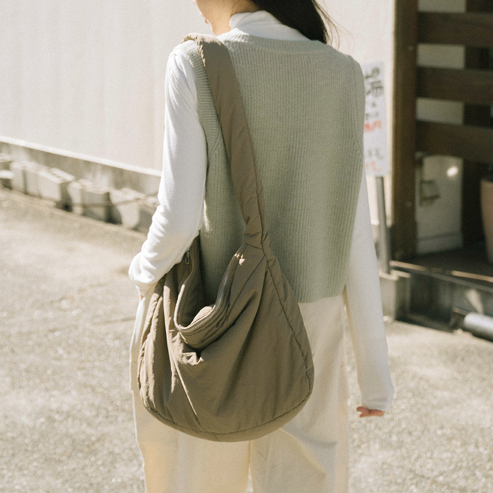Simple plain cotton shoulder bag three colors【06070361】in stock+pre-order