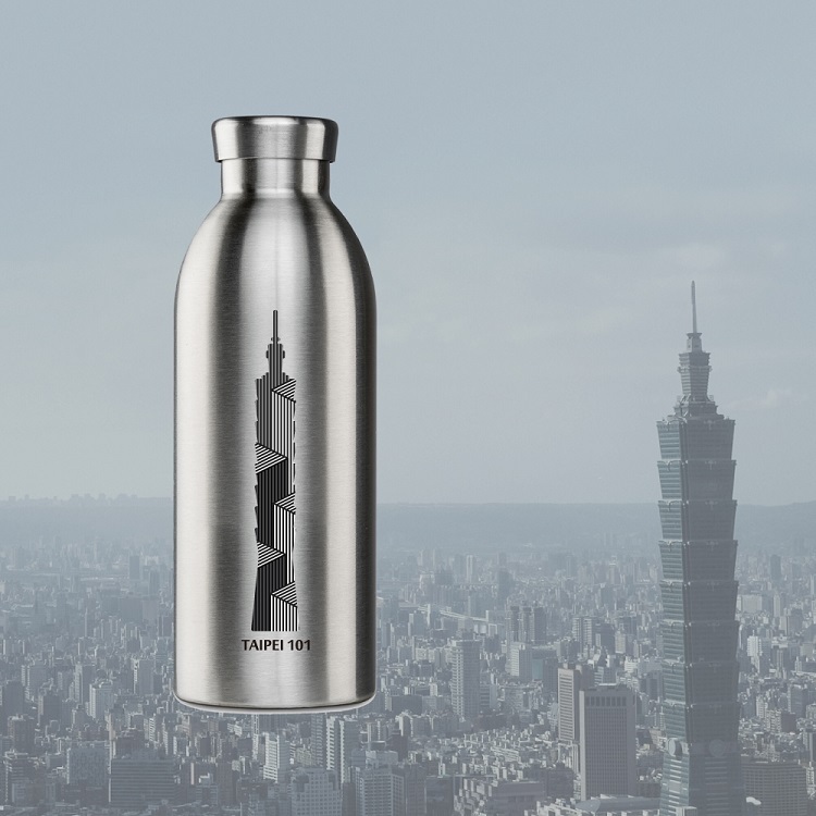 〔TAIPEI 101限量聯名款〕24Bottles x TAIPEI 101 不鏽鋼雙層保溫瓶 500ml - 曜銀